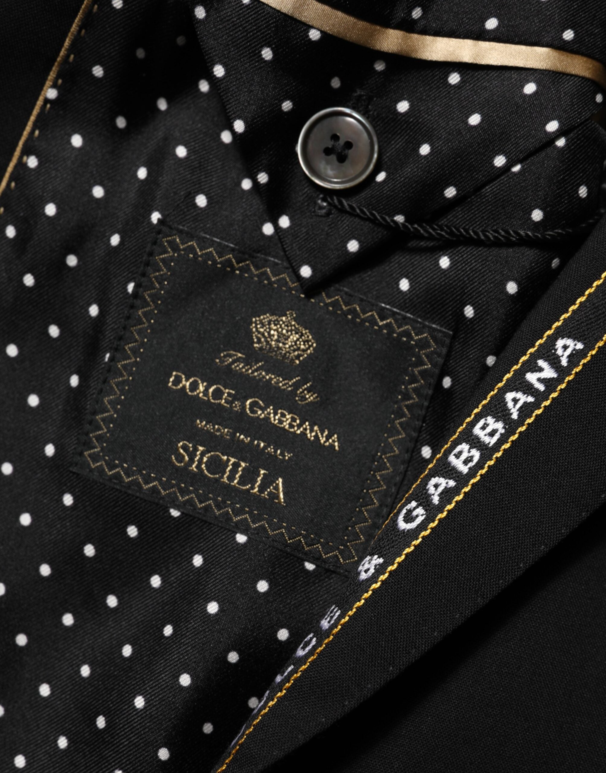 Veste blazer double boutonnage noire Dolce & Gabbana Sicilia, élégante et structurée, en tissu de haute qualité.