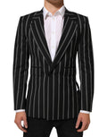 Veste blazer noire à rayures Dolce & Gabbana Sicilia avec un bouton, élégante et moderne, vue de face sur fond neutre.