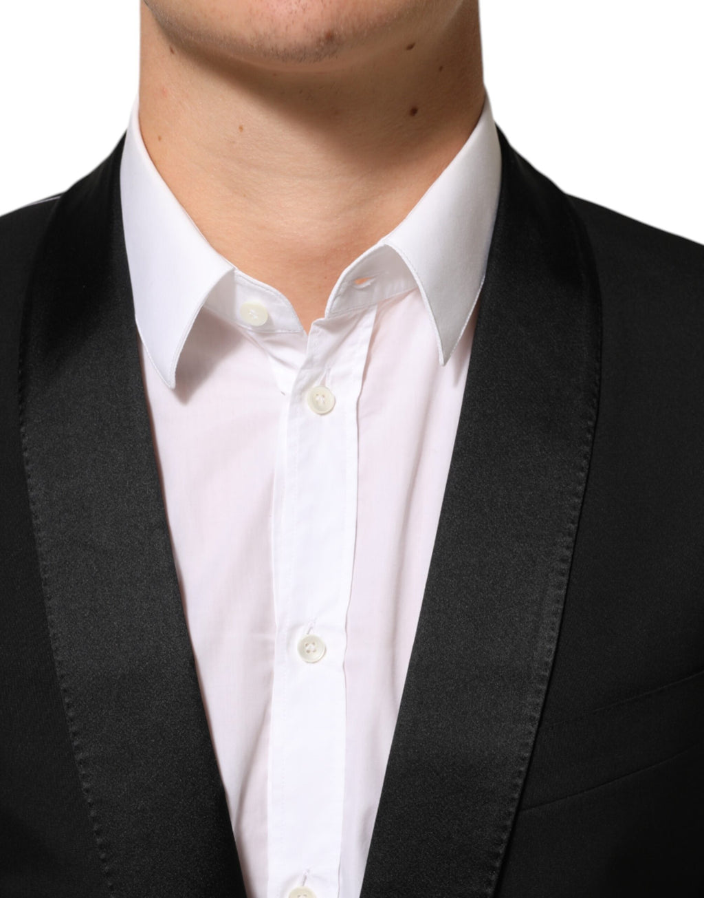 Veste blazer noire Dolce & Gabbana Martini avec un bouton, élégante et sophistiquée, vue de face sur fond neutre.