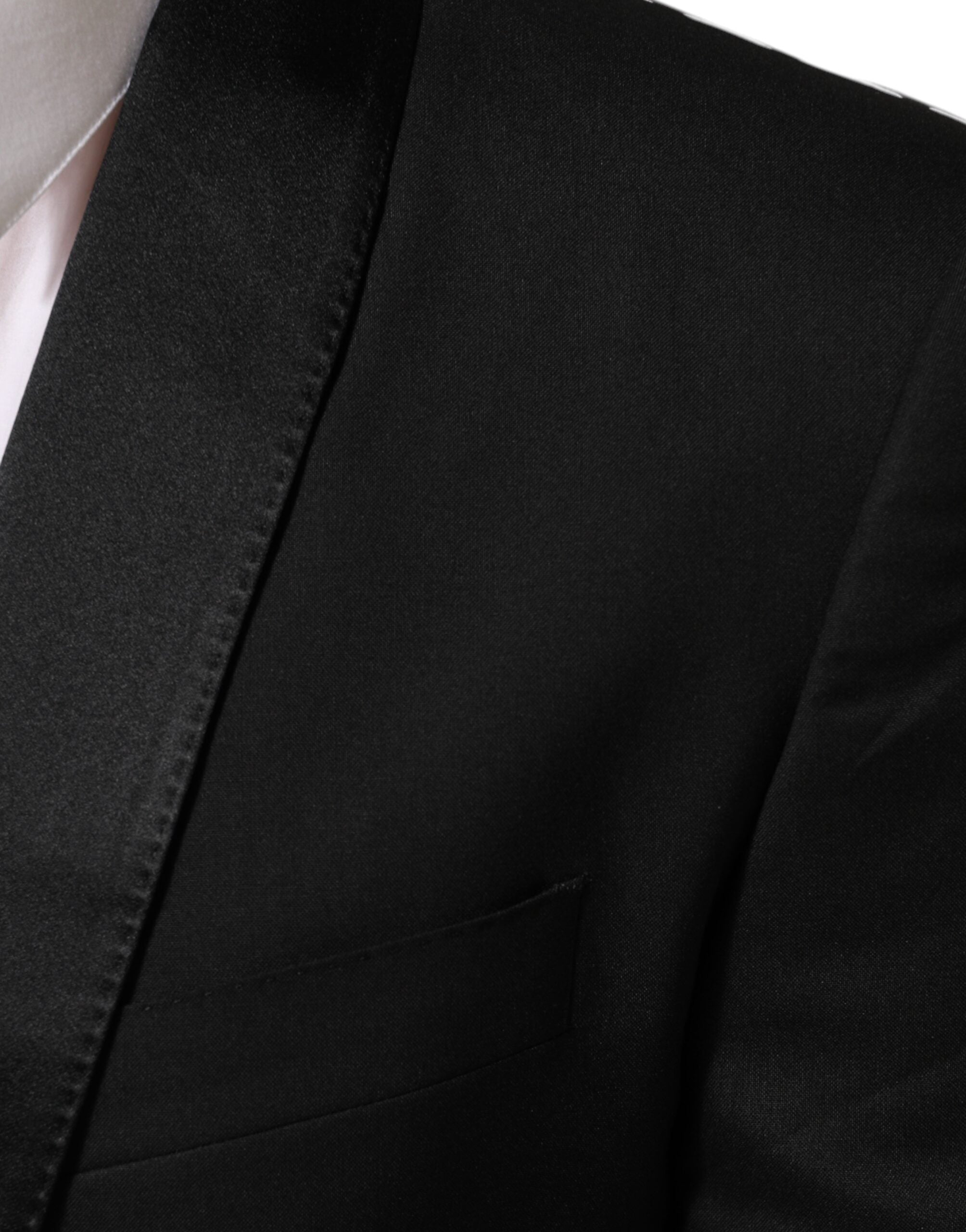 Costume noir Dolce & Gabbana MARTINI avec un bouton, veste blazer élégante et sophistiquée, vue de face.