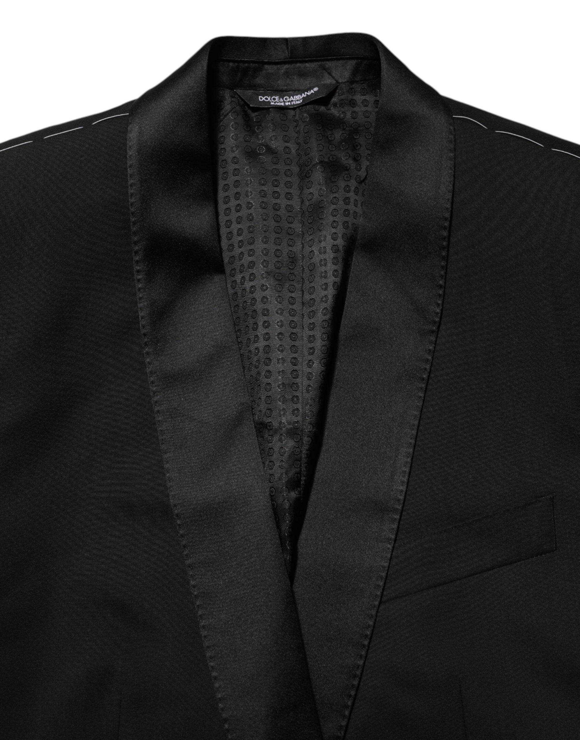 Veste blazer noire Dolce & Gabbana Martini à un bouton, élégante et ajustée, adaptée pour un style sophistiqué.