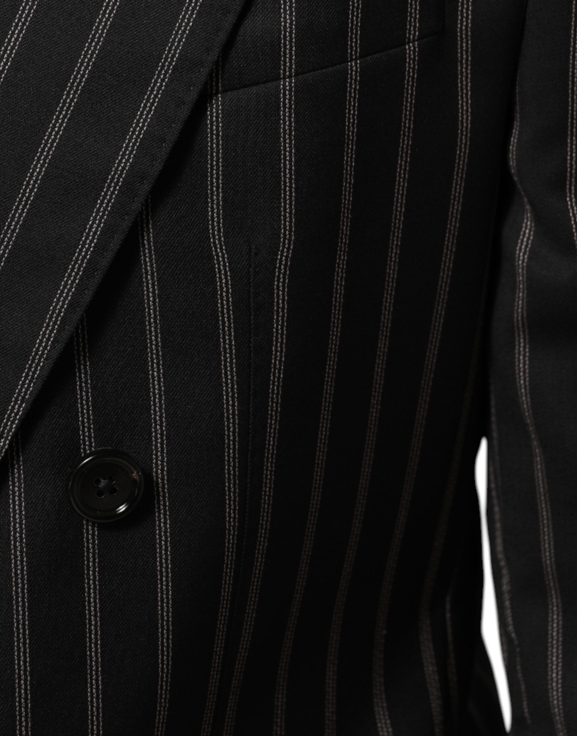 Veste blazer noire à rayures Dolce & Gabbana Sicilia avec un bouton, élégante et sophistiquée.