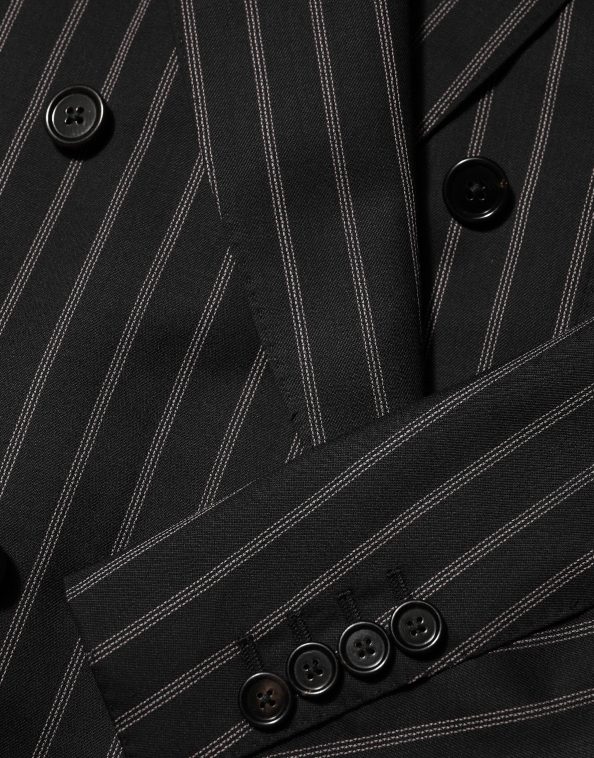 Blazer noir à rayures Dolce & Gabbana Sicilia avec un bouton, élégant costume homme élégant et sophistiqué.