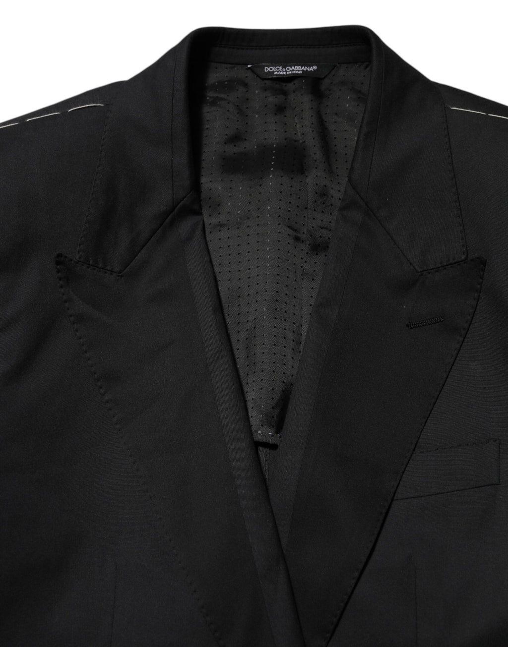 Veste blazer noire en coton Dolce & Gabbana avec deux boutons, élégante et ajustée, pour un style sophistiqué.