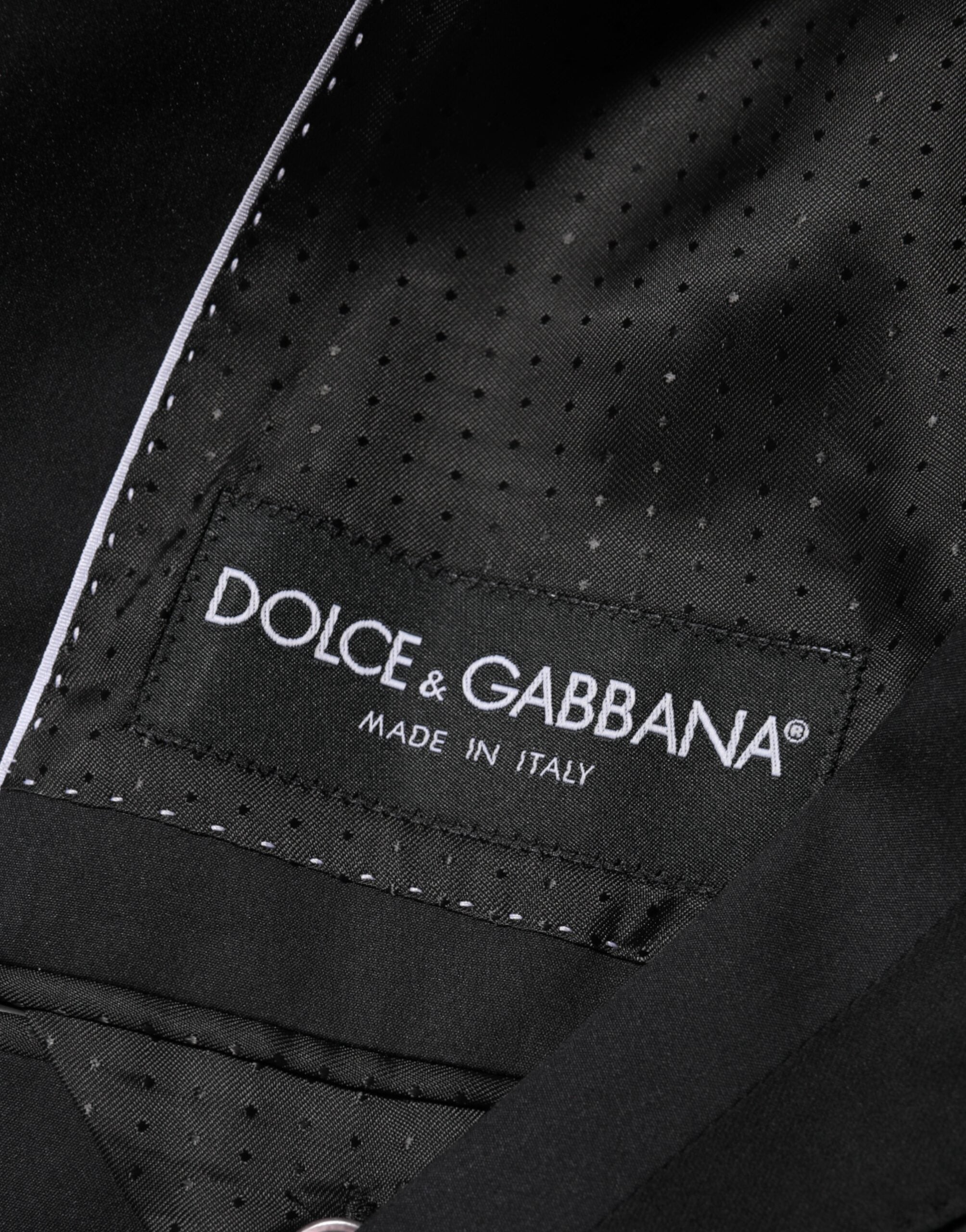 Blazer noir en coton Dolce & Gabbana avec deux boutons, veste élégante pour homme ou femme.