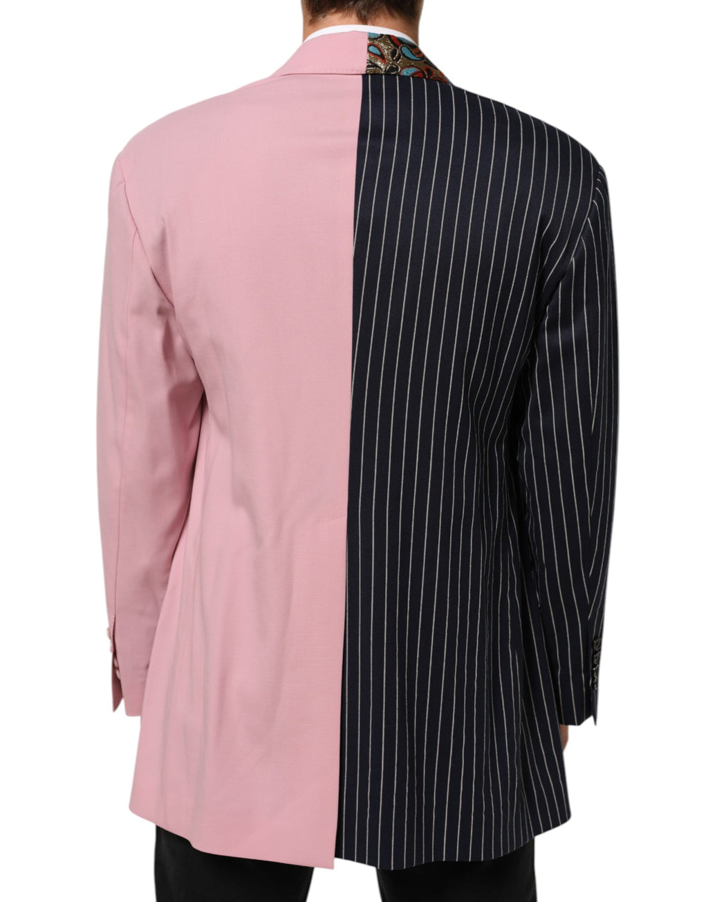 Veste blazer à patchwork multicolore Dolce & Gabbana à boutonnière simple, style élégant et moderne.