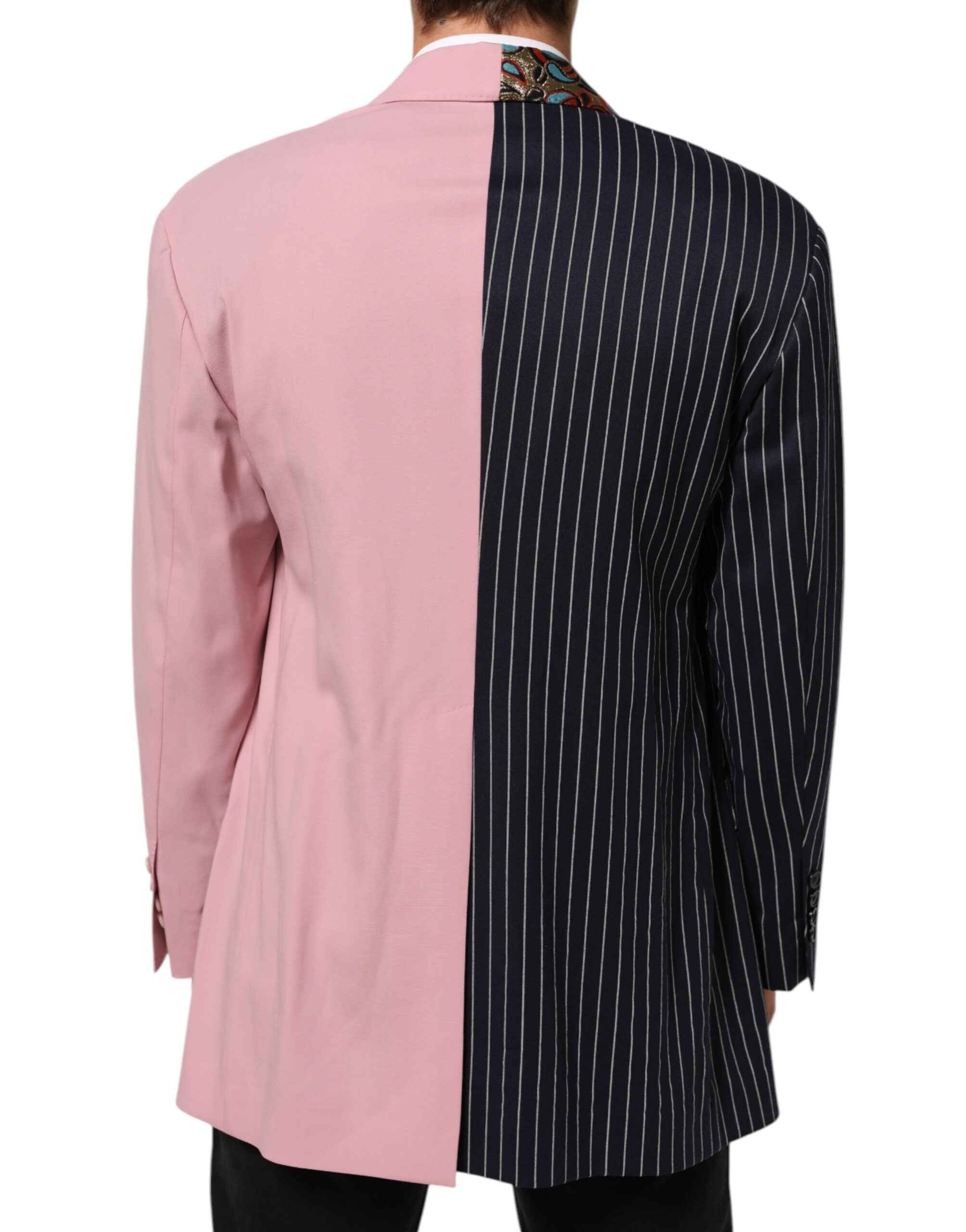 Veste blazer à patchwork multicolore Dolce & Gabbana à boutonnière simple, style élégant et moderne.