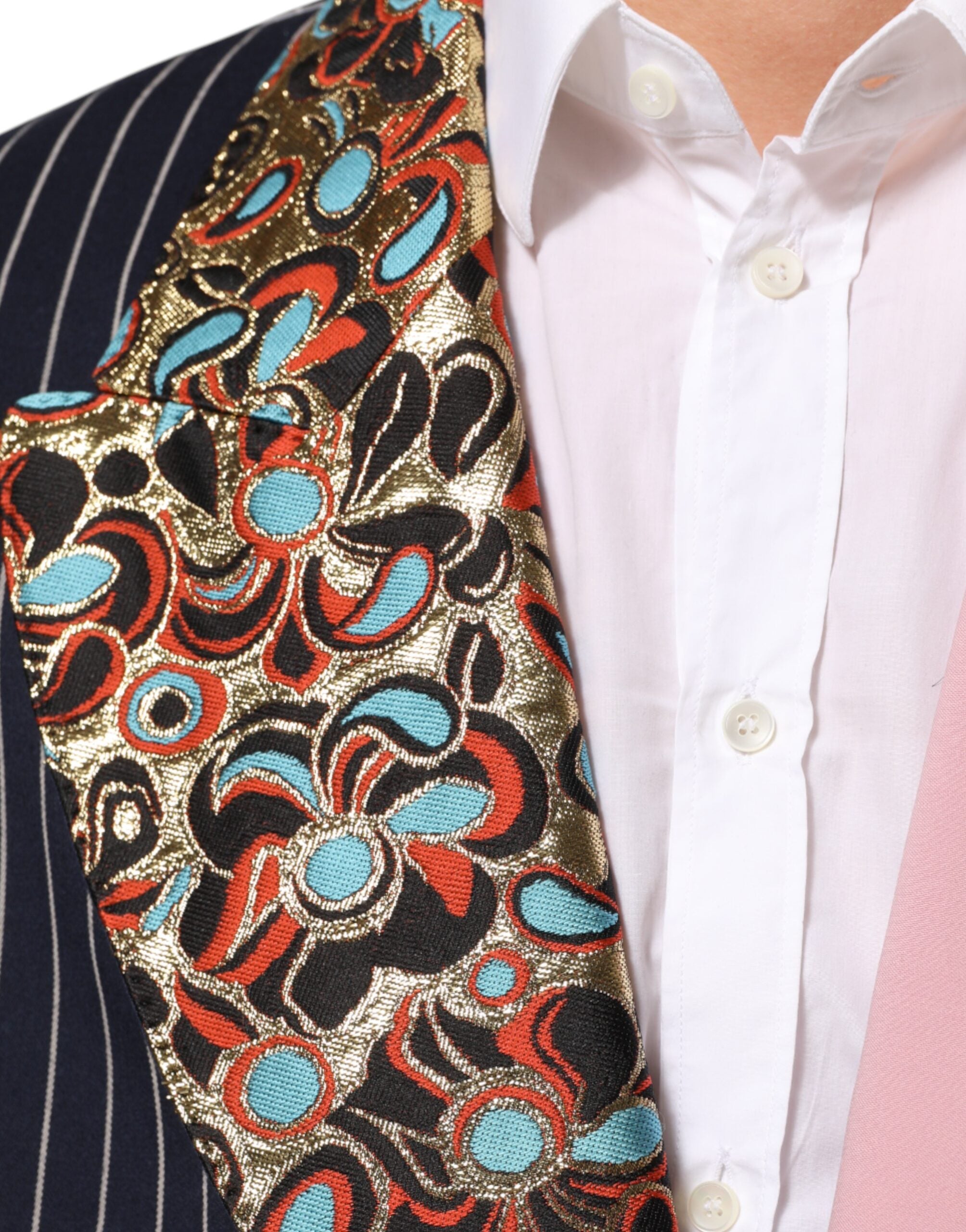 Veste blazer Dolce & Gabbana à patchwork multicolore, coupe simple et boutonnage simple, vue de face.