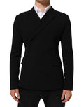 Veste blazer homme en laine noire Dolce & Gabbana à double boutonnage, élégante et classique, vue de face.