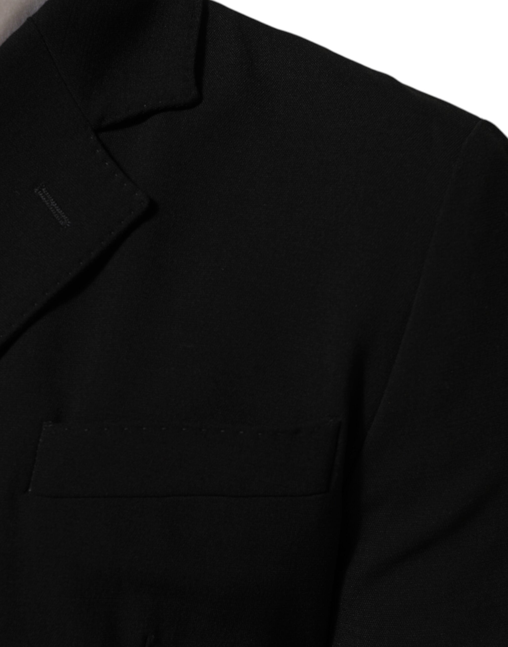 Veste blazer pour homme Dolce & Gabbana en laine noire à double boutonnage, style élégant et sophistiqué.