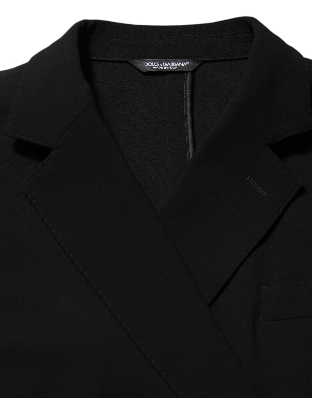 Veste pour homme Dolce & Gabbana en laine noire à double boutonnage, blazer élégant et classique.