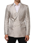 Blazer beige Dolce & Gabbana MARTINI à double boutonnage, costume élégant pour homme, avec détails structurés.