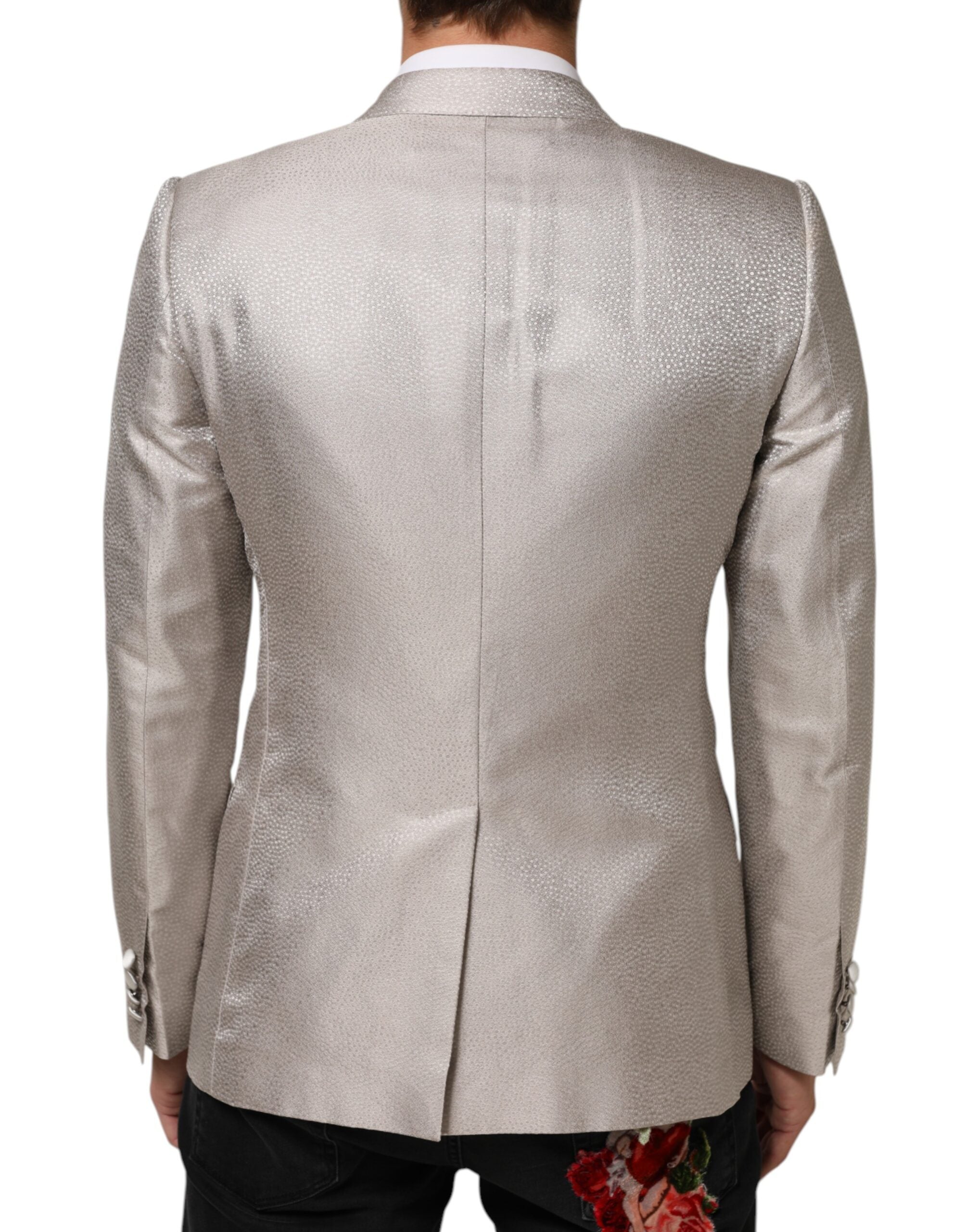 Veste blazer beige double-breastée Dolce & Gabbana Martini, élégante et sophistiquée, vue de face sur fond neutre.