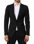 Veste blazer noire Dolce & Gabbana STAFF à deux boutons, style élégant et moderne, vue de face sur fond blanc.