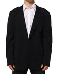 Veste blazer noire Dolce & Gabbana en viscose avec deux boutons, élégante et ajustée, pour un style sophistiqué.