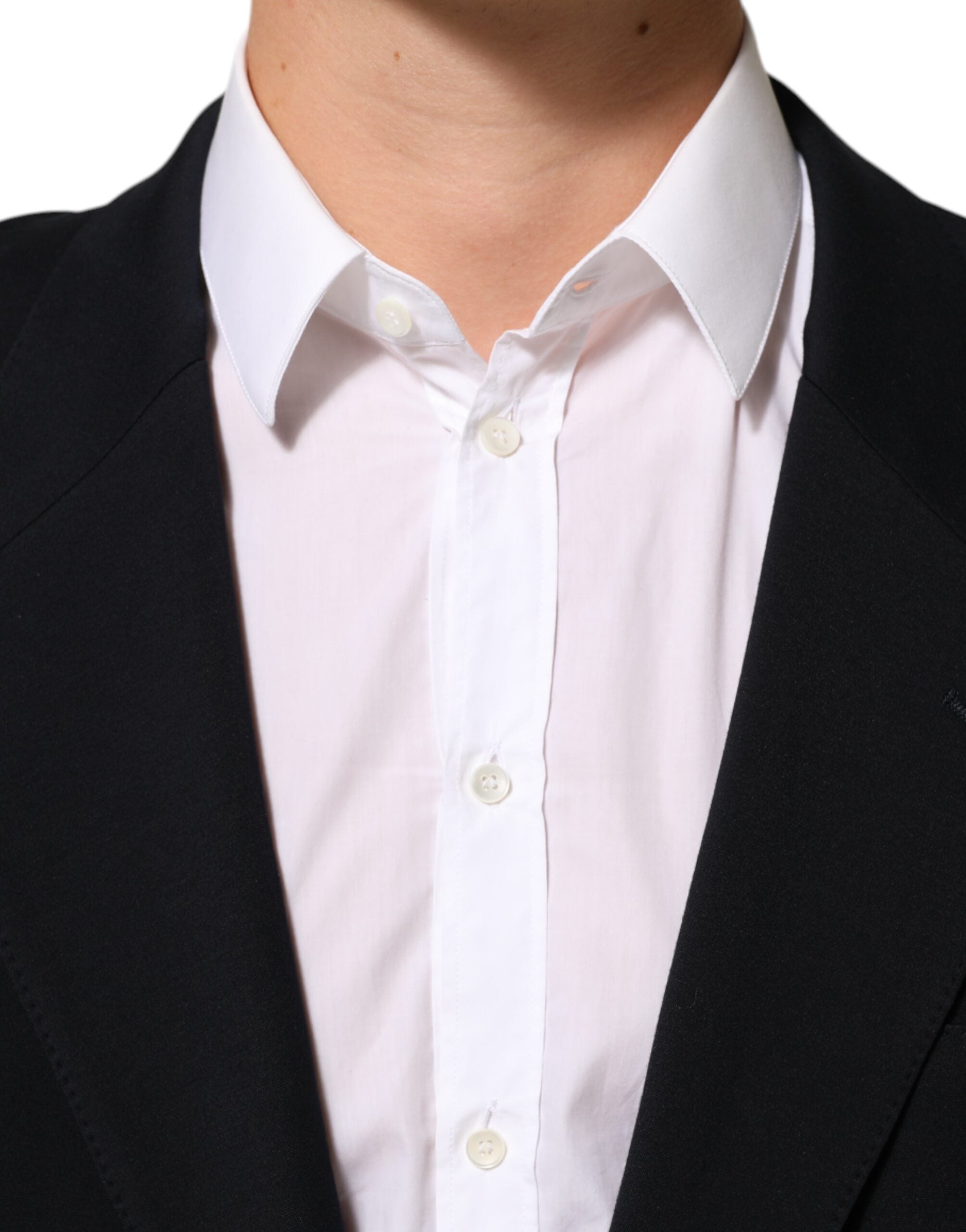 Veste blazer Dolce & Gabbana en viscose noire avec deux boutons, élégant et ajusté pour un style sophistiqué.