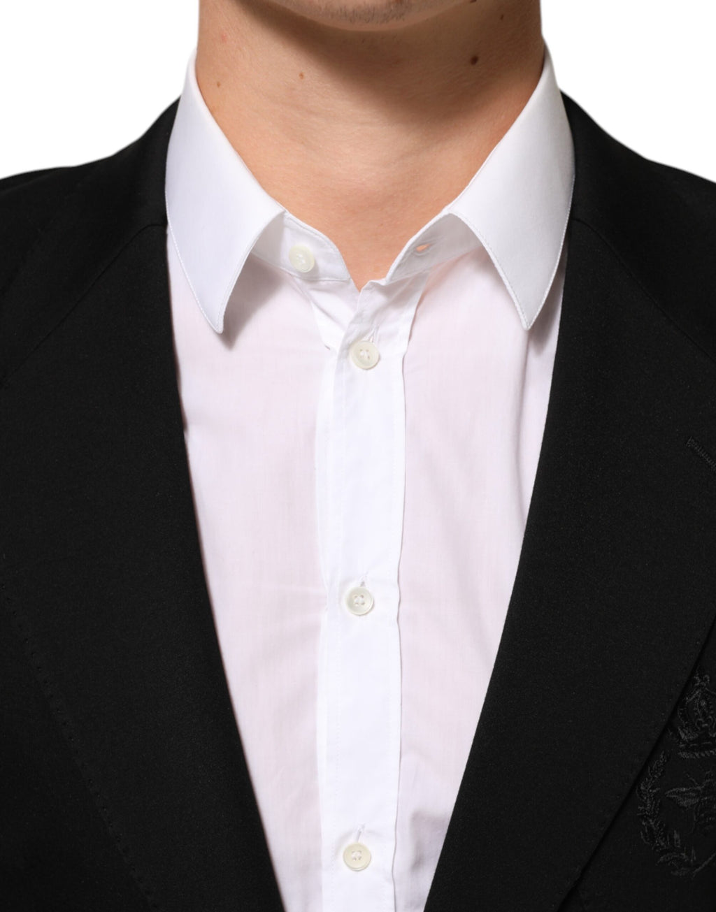 Veste blazer Dolce & Gabbana en viscose noire avec deux boutons, élégance classique pour homme ou femme.