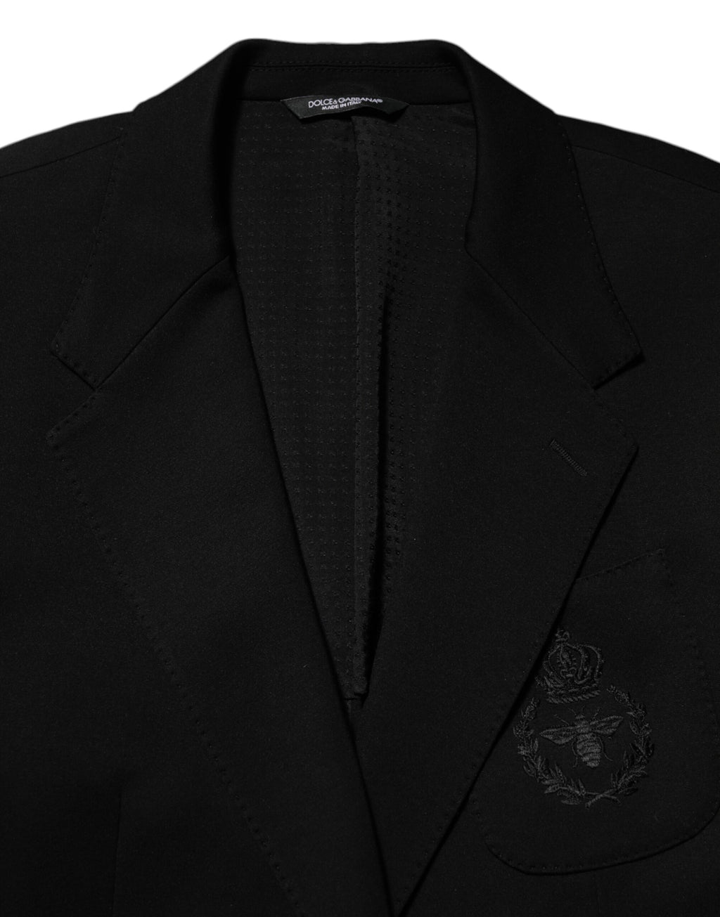 Veste blazer noire en viscose Dolce & Gabbana avec deux boutons, élégante et structurée, pour un look sophistiqué.