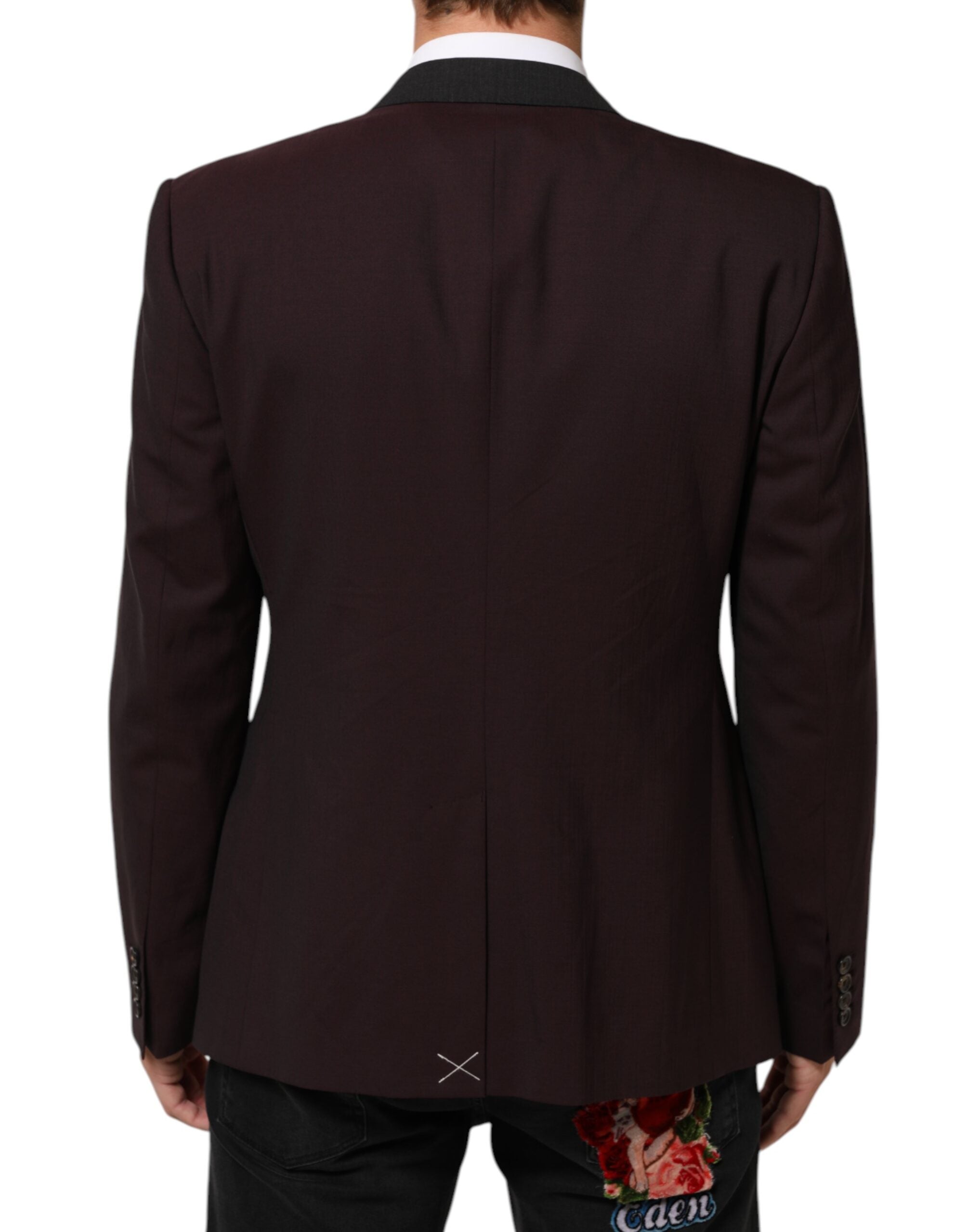 Veste blazer en laine marron pour homme de Dolce & Gabbana avec deux boutons et coupe élégante.
