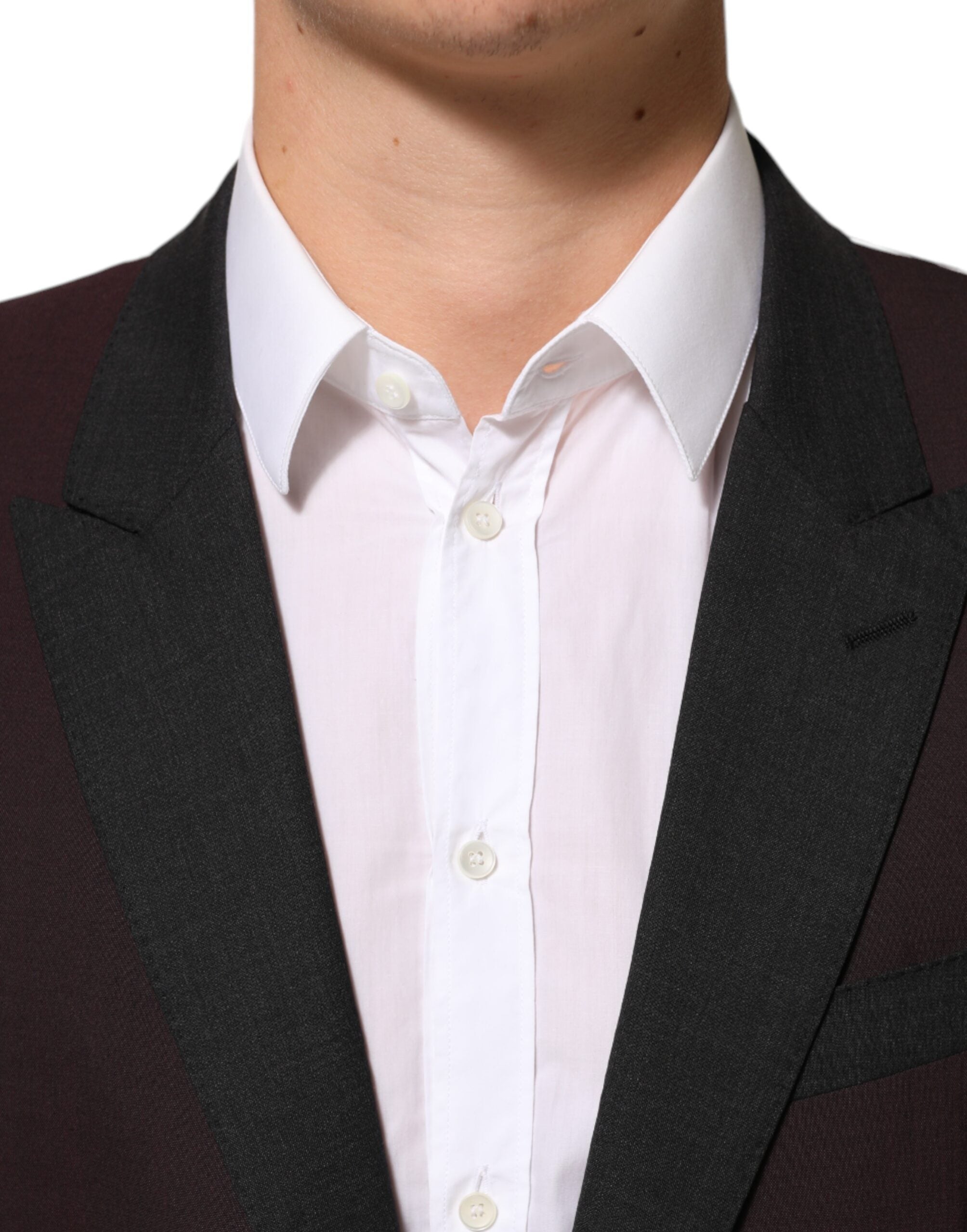 Veste blazer en laine bordeaux Dolce & Gabbana avec deux boutons, élégante et sophistiquée pour homme.