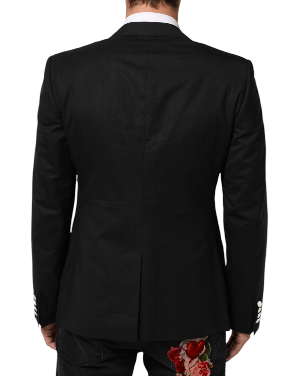 Costume blazer pour homme Dolce & Gabbana Martini noir et blanc avec un bouton, élégant et moderne.