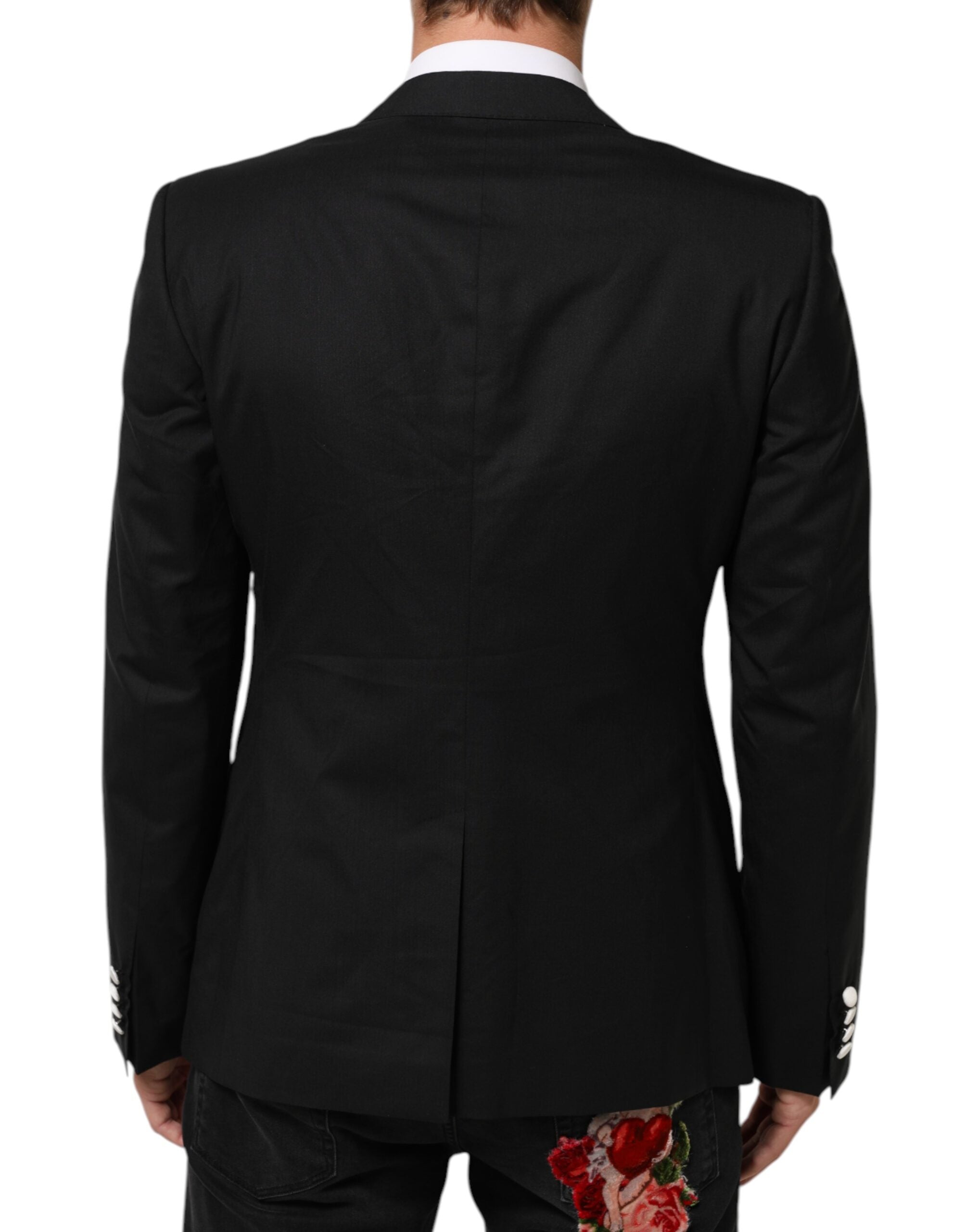 Costume blazer pour homme Dolce & Gabbana Martini noir et blanc avec un bouton, élégant et moderne.