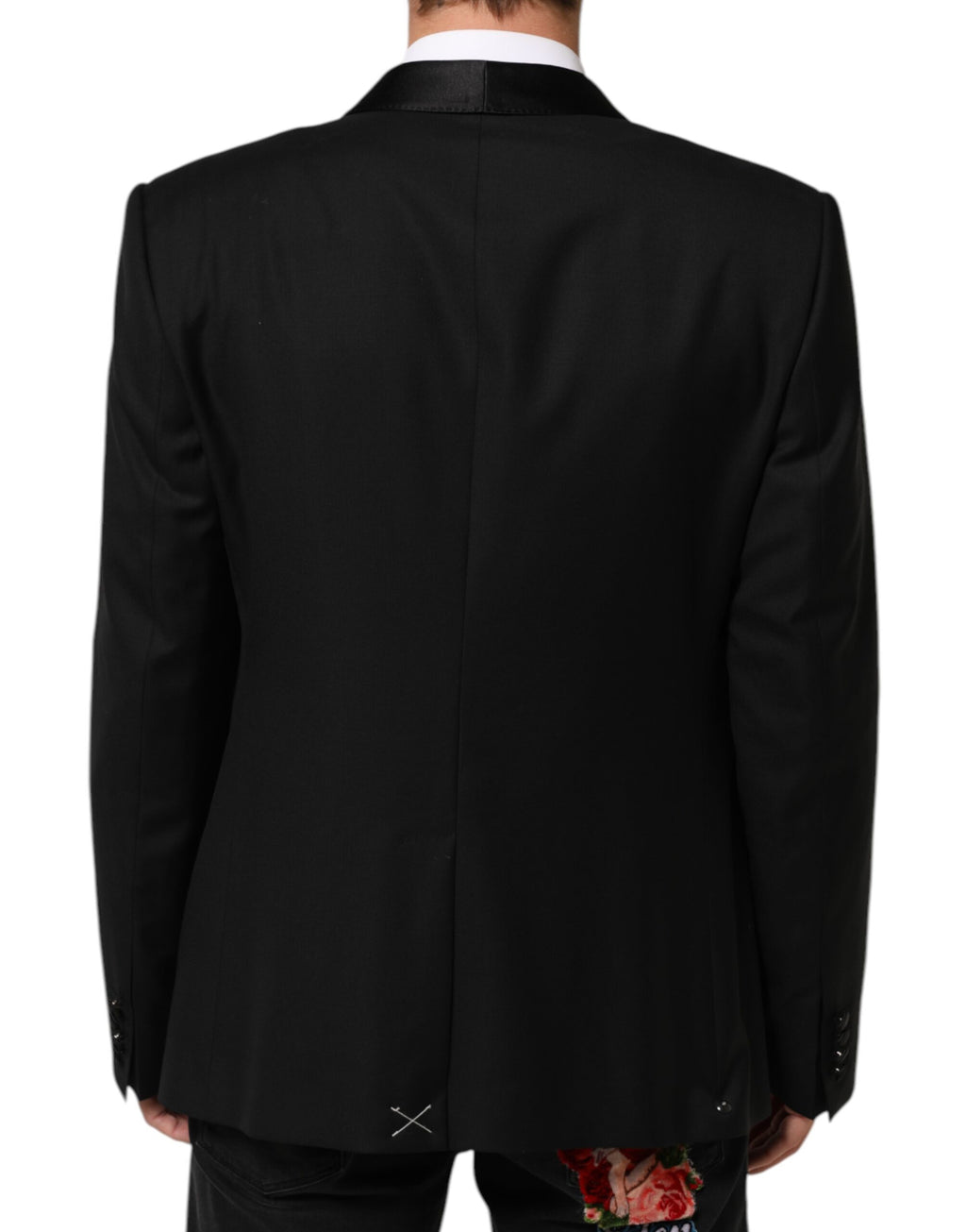 Veste blazer pour homme Dolce & Gabbana en laine noire avec un bouton doré, style élégant et sophistiqué.