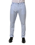Pantalon homme Dolce & Gabbana Light Blue en coton stretch, coupe tapered, pantalons élégants pour homme.