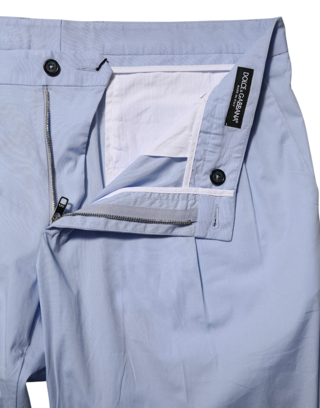 Pantalon homme Dolce & Gabbana Light Blue en coton stretch, coupe tapered, pantalon élégant pour homme.