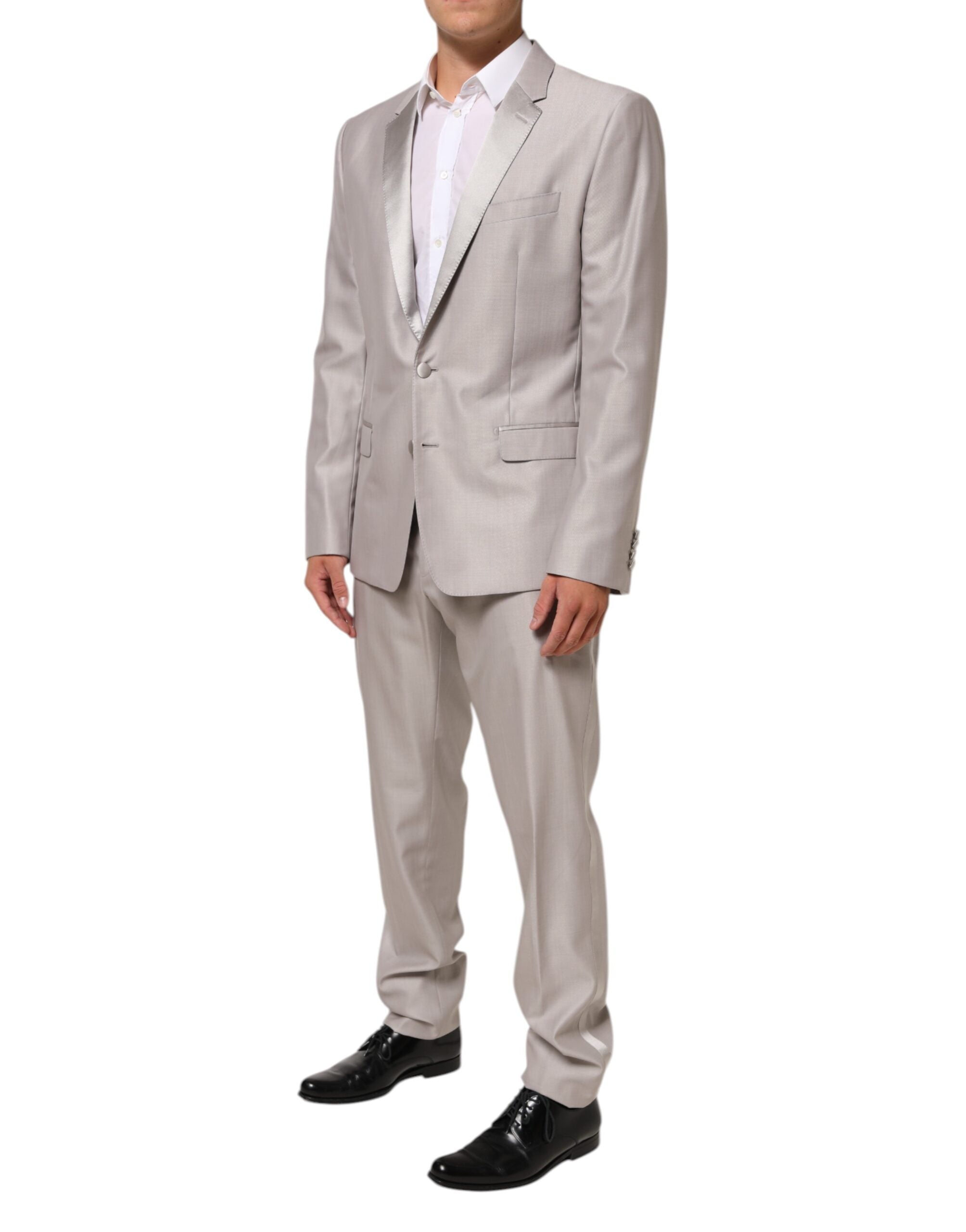 Costume formel en laine gris clair Dolce & Gabbana, ensemble deux pièces Martini, élégant et sophistiqué.