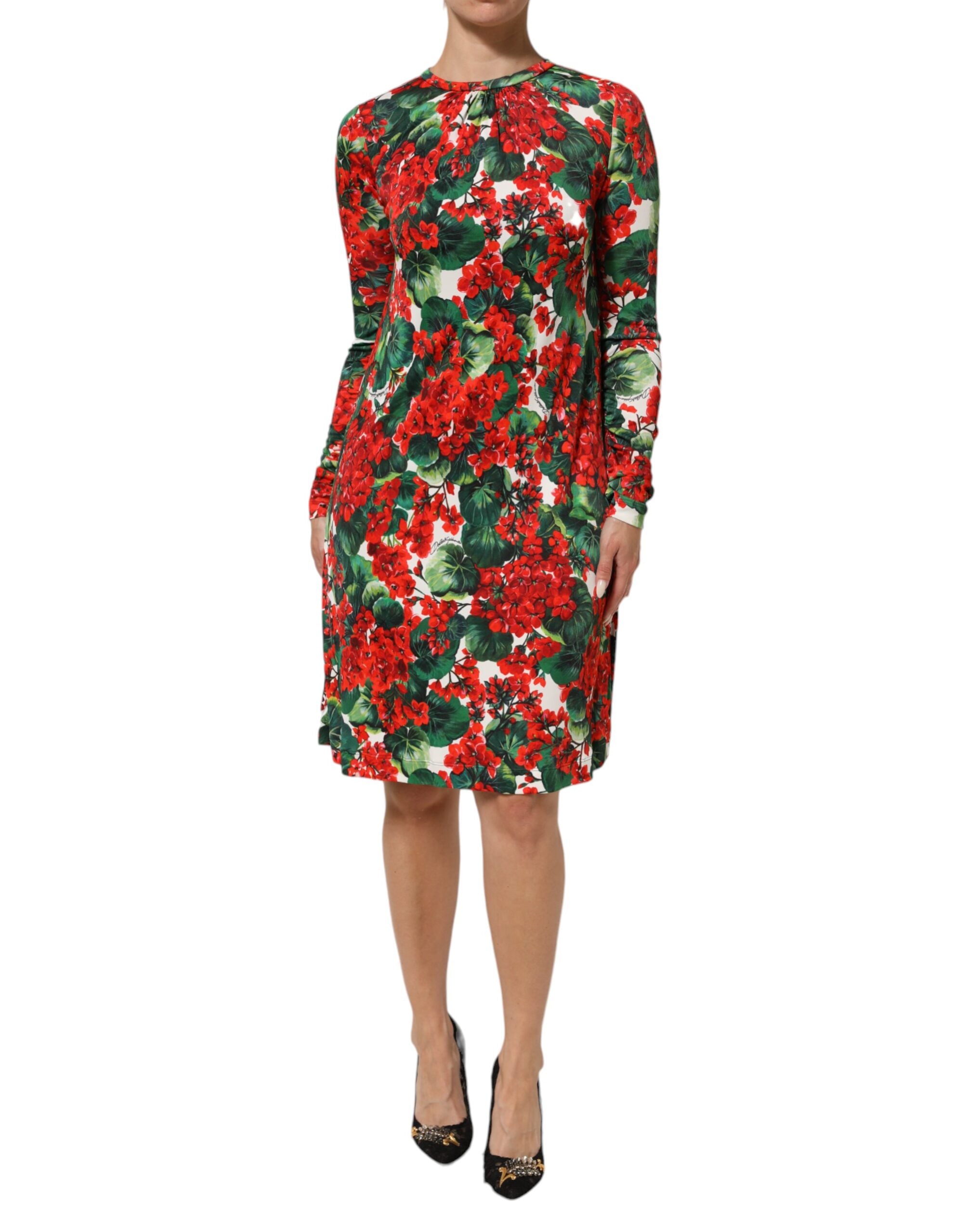 Robe courte Portofino Dolce & Gabbana à fleurs multicolores, style élégant et féminin avec motif floral vibrant.