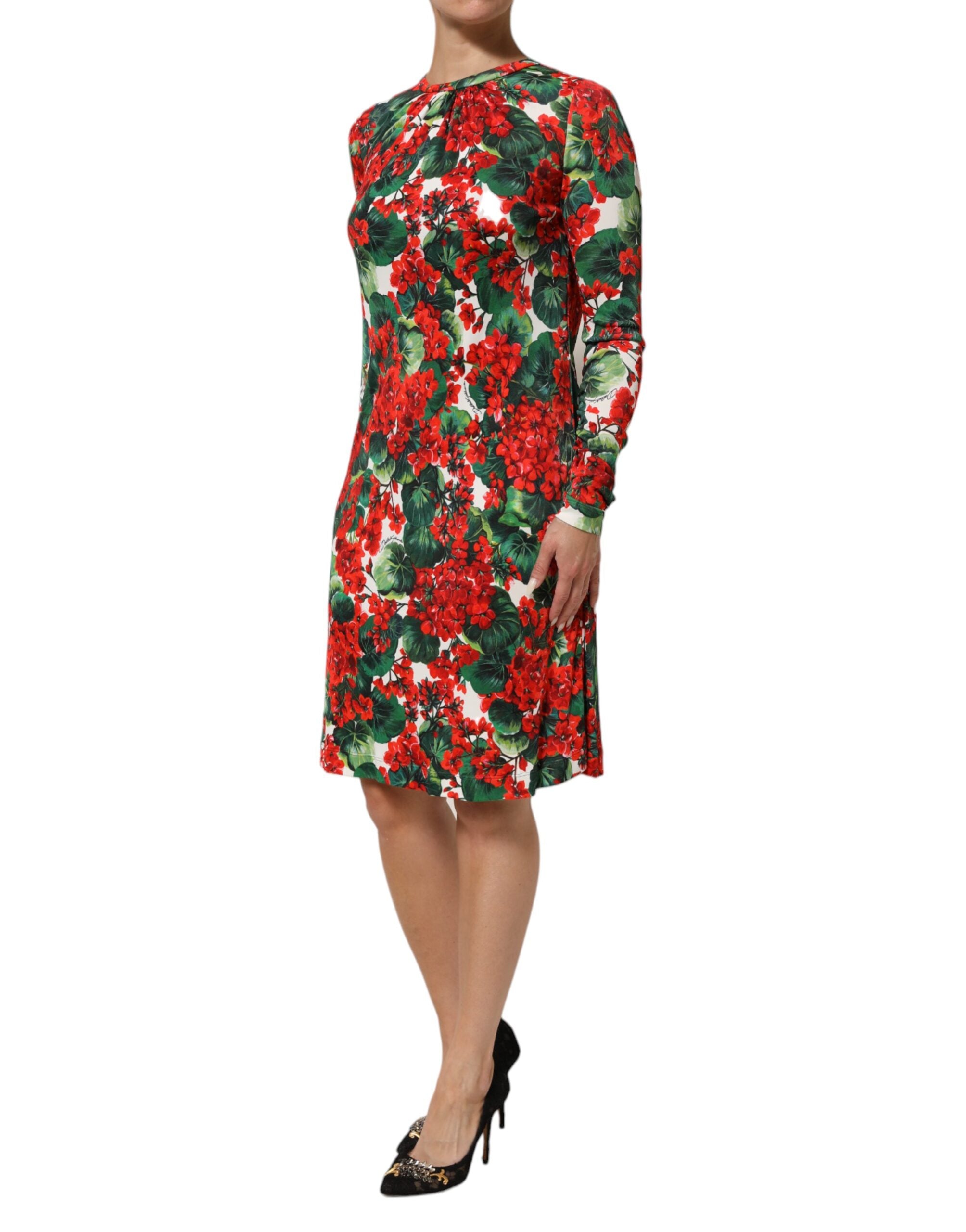Robe courte Portofino Dolce & Gabbana à fleurs multicolores, style élégant avec motif floral vibrant.