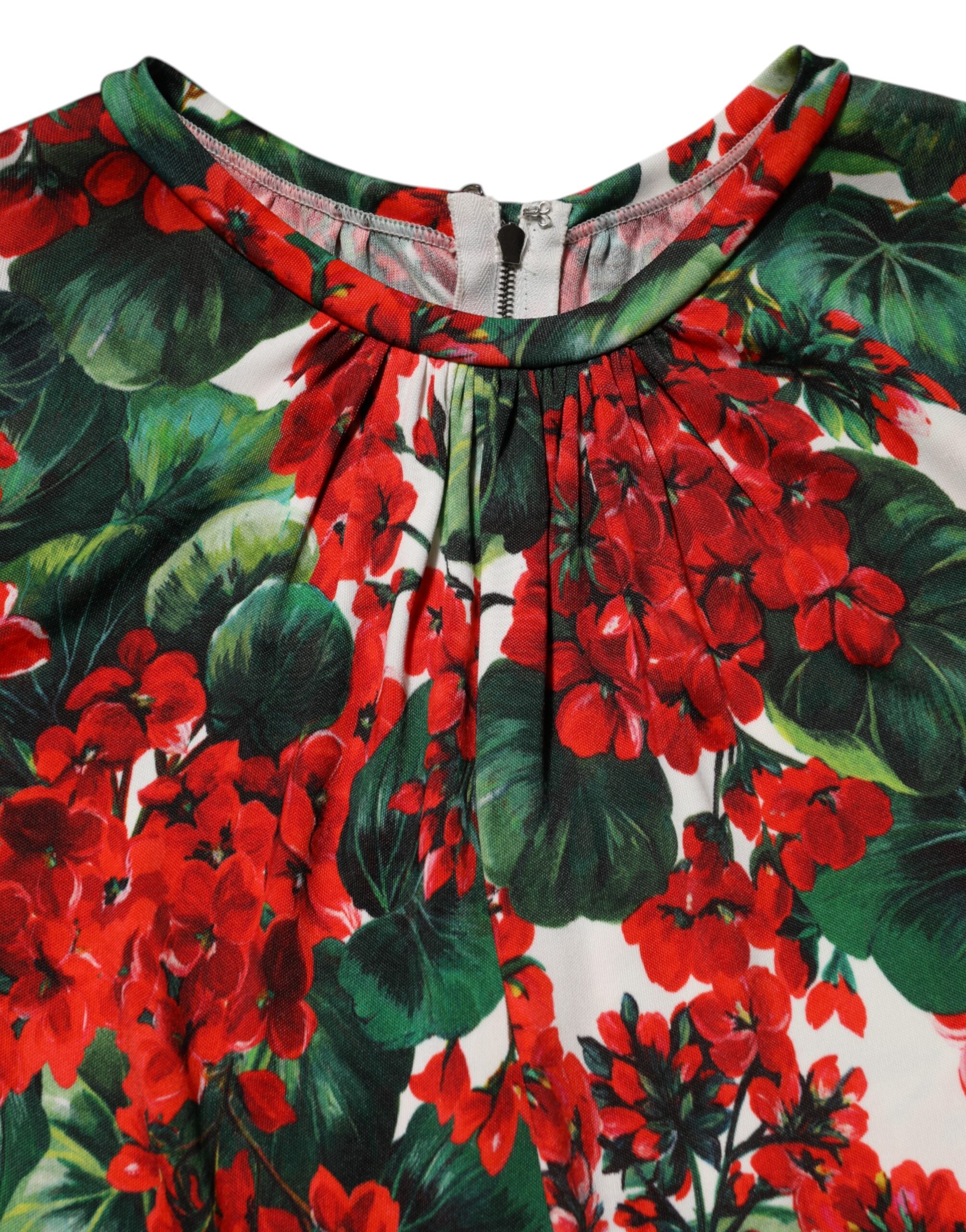 Robe courte Portofino Dolce & Gabbana à fleurs multicolores, style élégant avec motif floral vibrant.