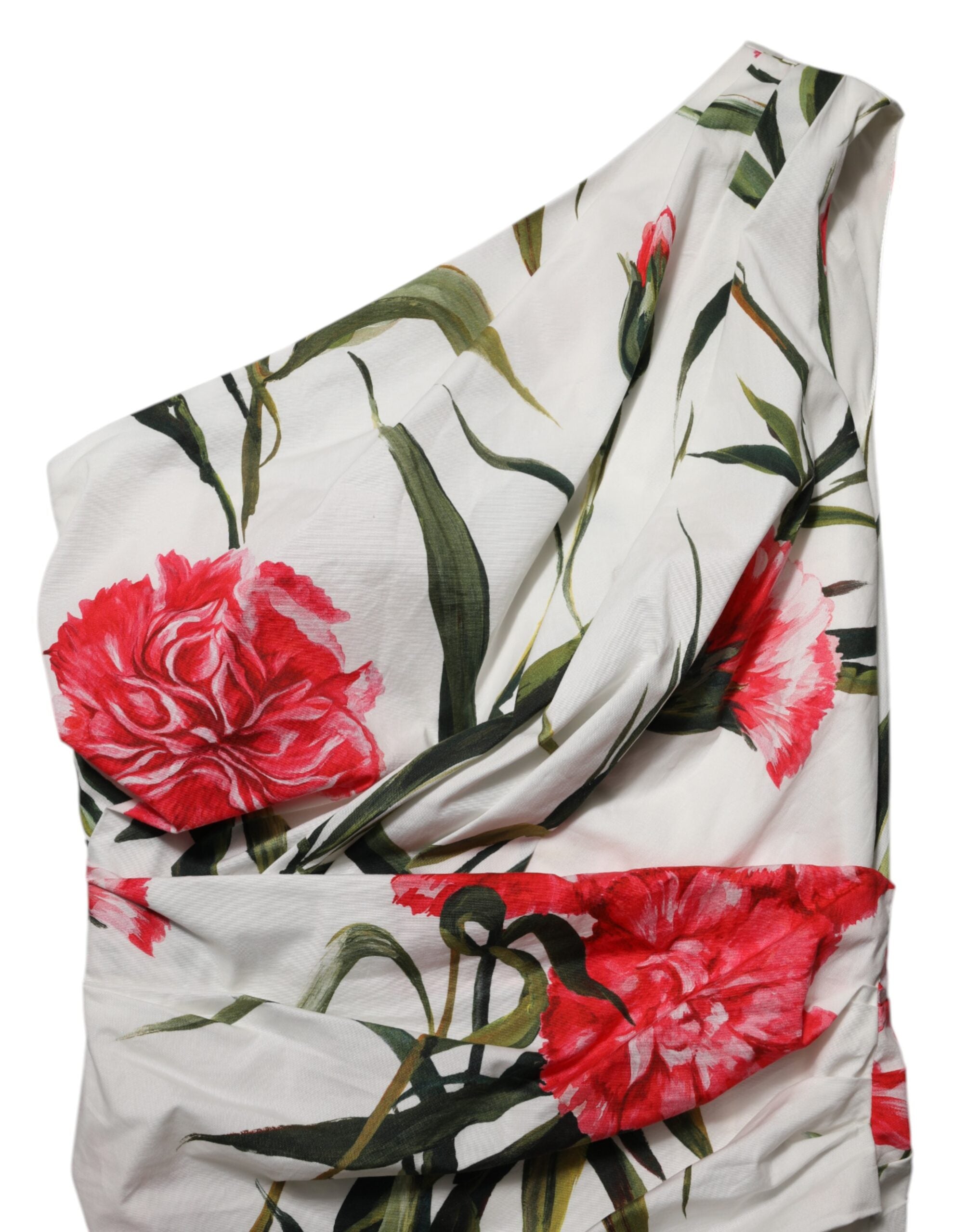 Dolce & Gabbana weißes One-Shoulder-Scheidenkleid mit Blumenmuster