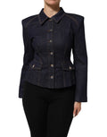 Veste en jean bleu foncé Dolce & Gabbana avec col en coton, coupe classique et détails en denim.