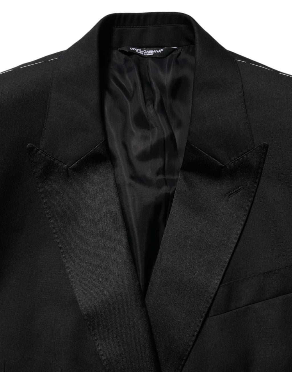 Costume blazer noir Dolce & Gabbana Martini à double boutonnage, veste élégante en tissu de qualité avec boutons sur le devant.