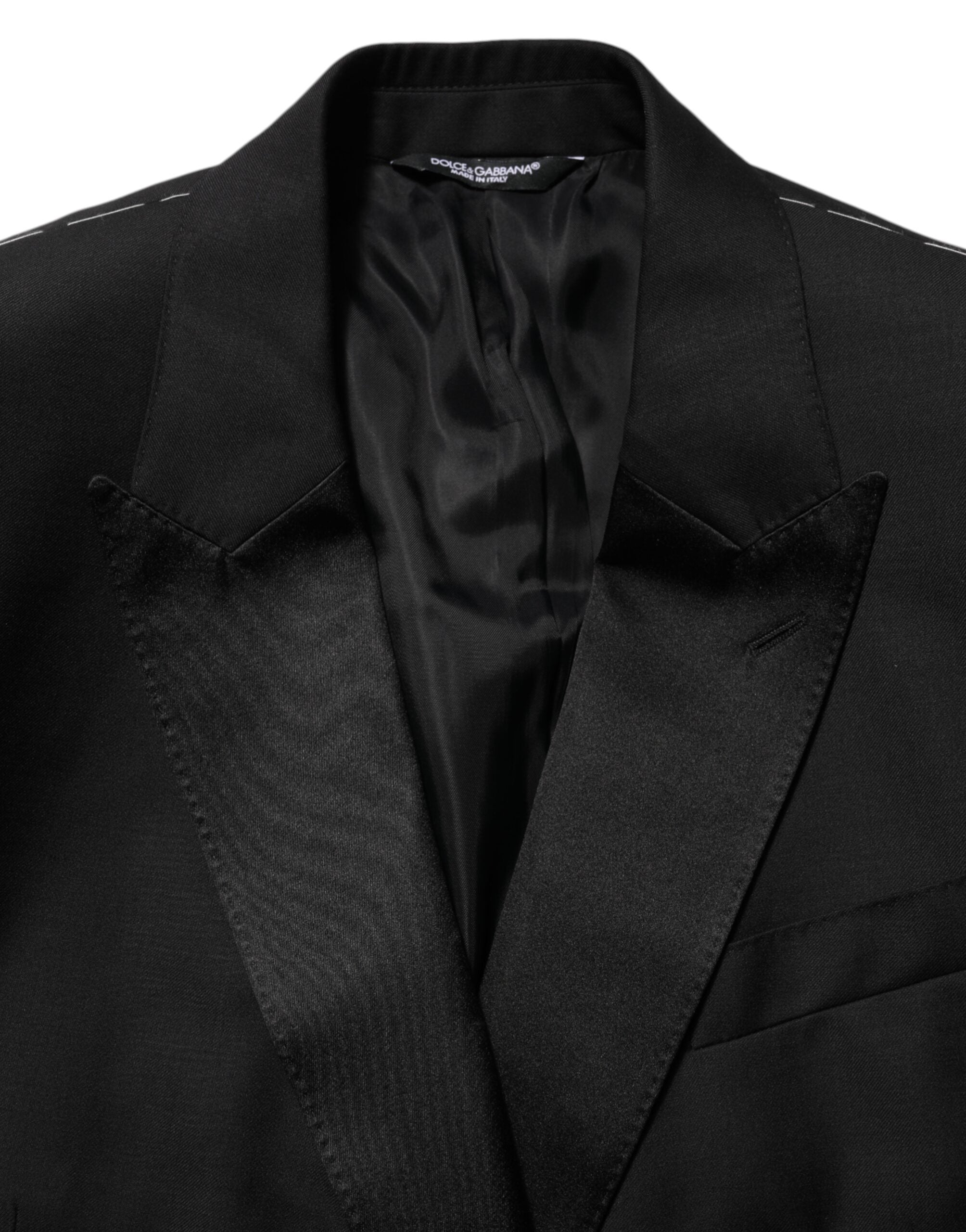 Costume blazer noir Dolce & Gabbana Martini à double boutonnage, veste élégante en tissu de qualité avec boutons sur le devant.