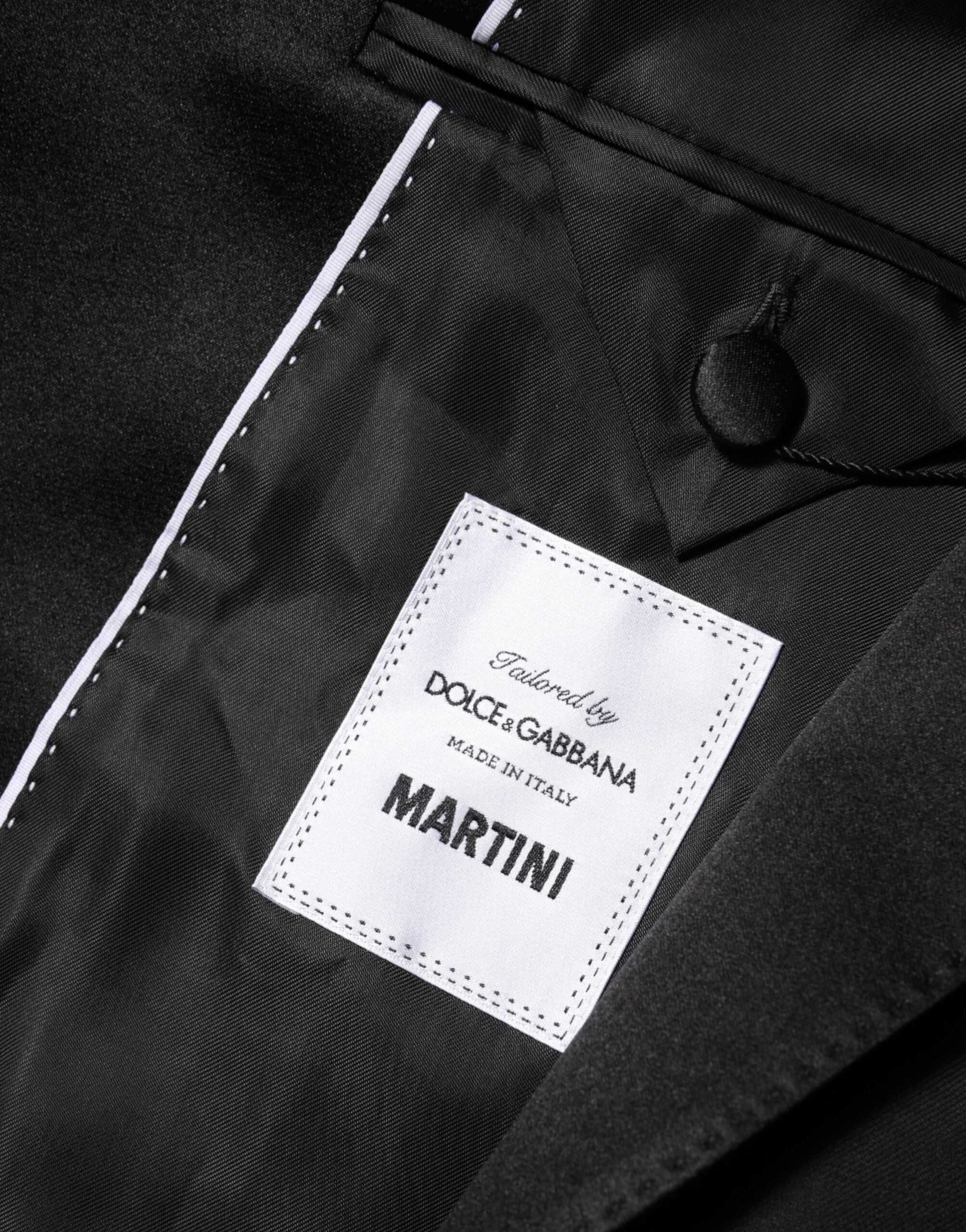 Costume blazer noir Dolce & Gabbana Martini à double boutonnage, élégant et structuré, porté sur mannequin.