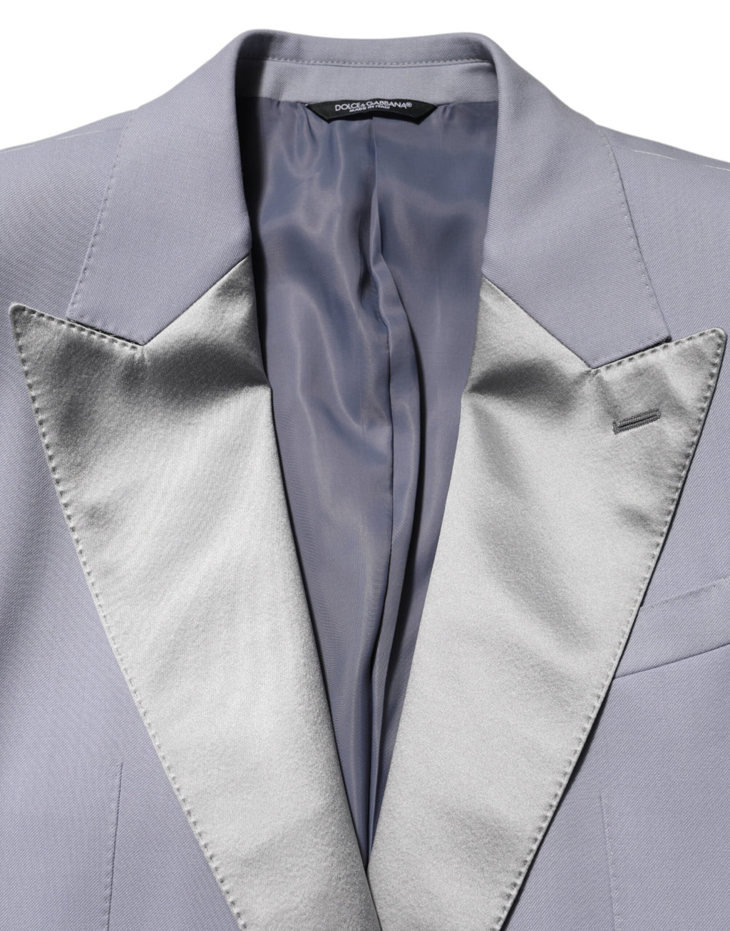 Costume homme Dolce & Gabbana en laine grise Sicilia avec deux boutons, blazer élégant et moderne.