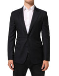 Dolce & Gabbana Dark Blue Wool NAPOLI 2 Button Men Suit Blazer