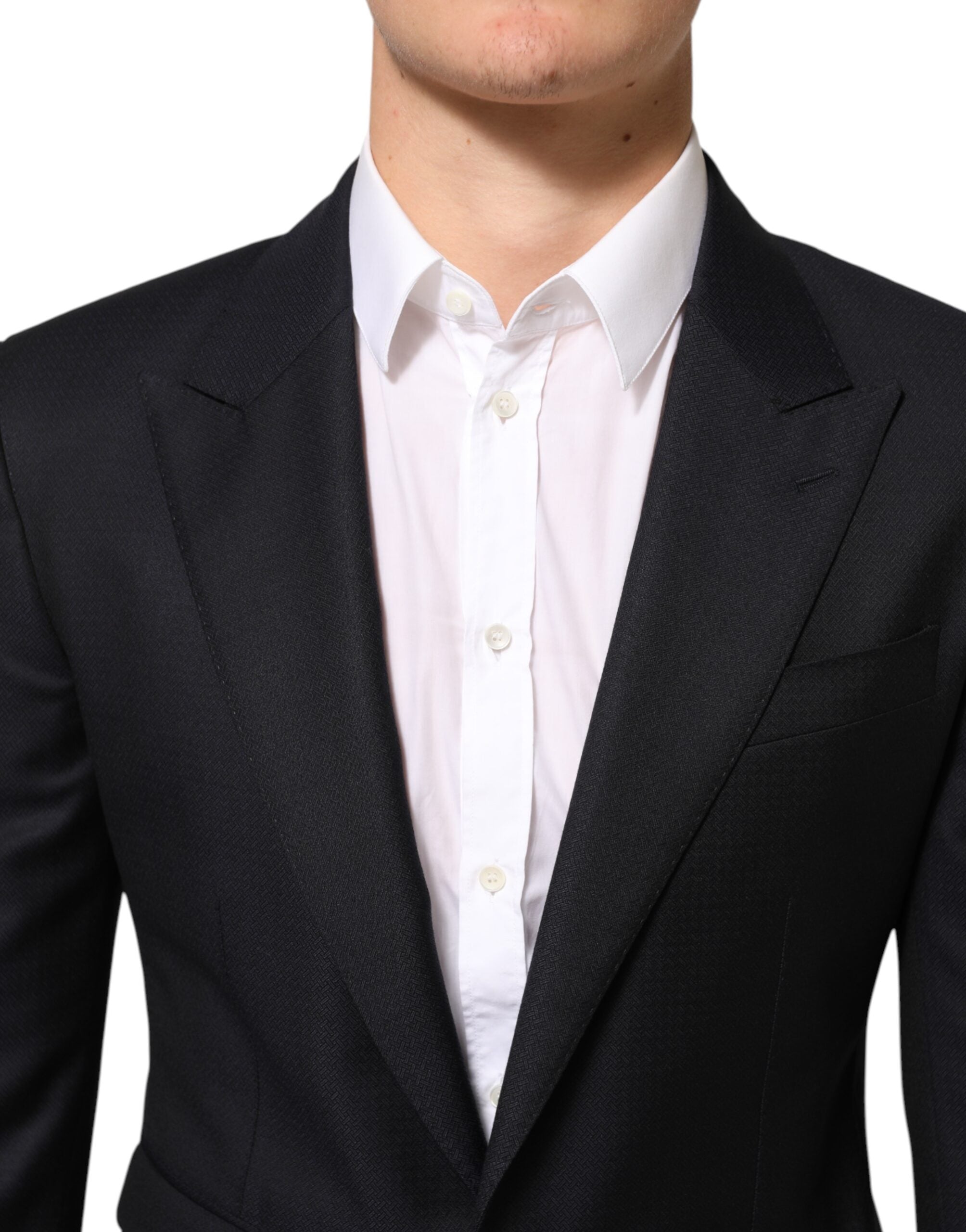 Blazer homme noir en laine Dolce & Gabbana Napoli avec deux boutons, style élégant et moderne.