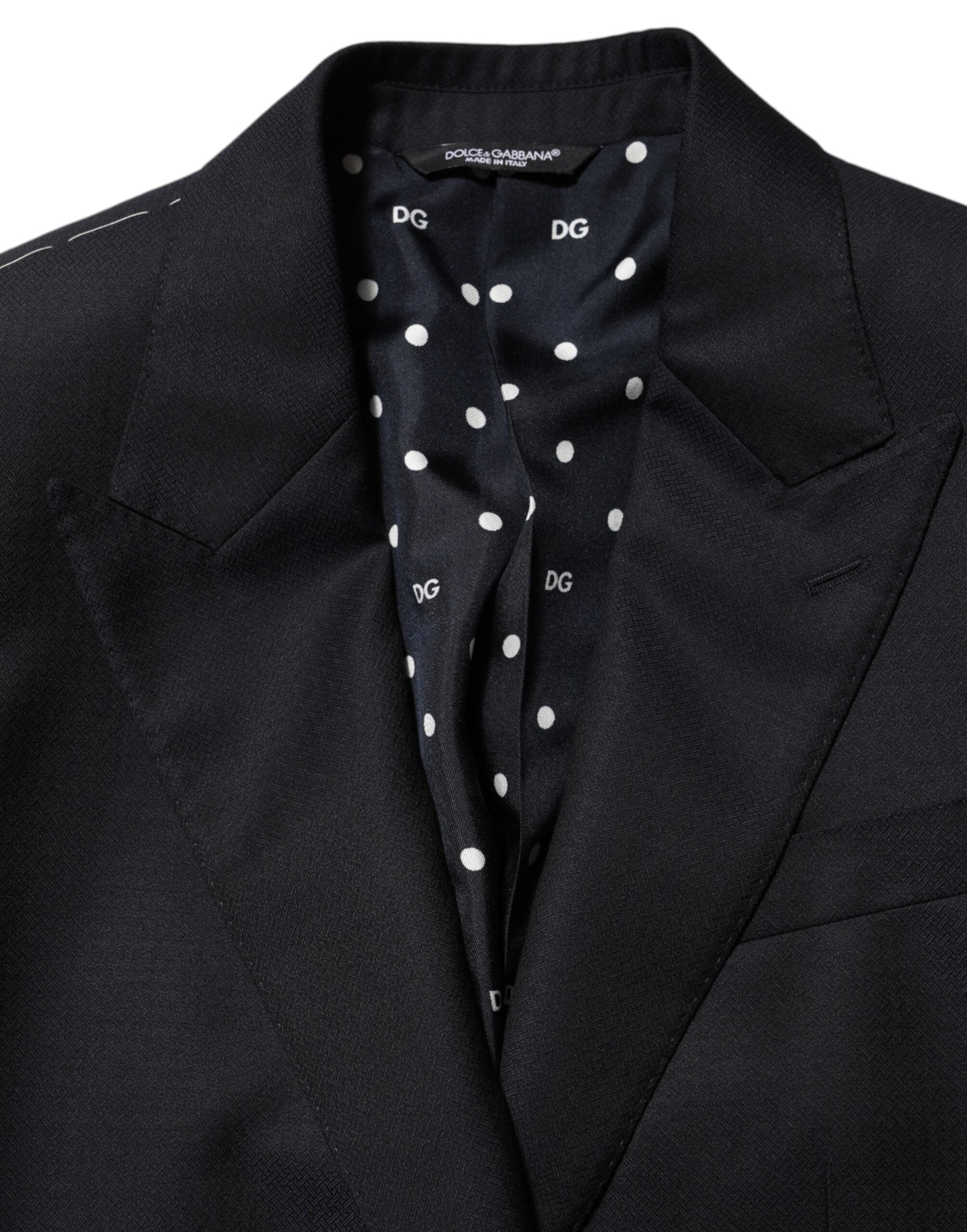 Costume pour homme Dolce & Gabbana en laine noire, blazer Napoli à deux boutons, élégant et sophistiqué.