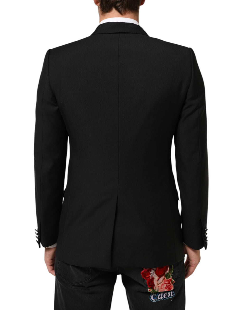 Veste blazer pour homme Dolce & Gabbana en laine noire Martini à deux boutons, style élégant et sophistiqué.