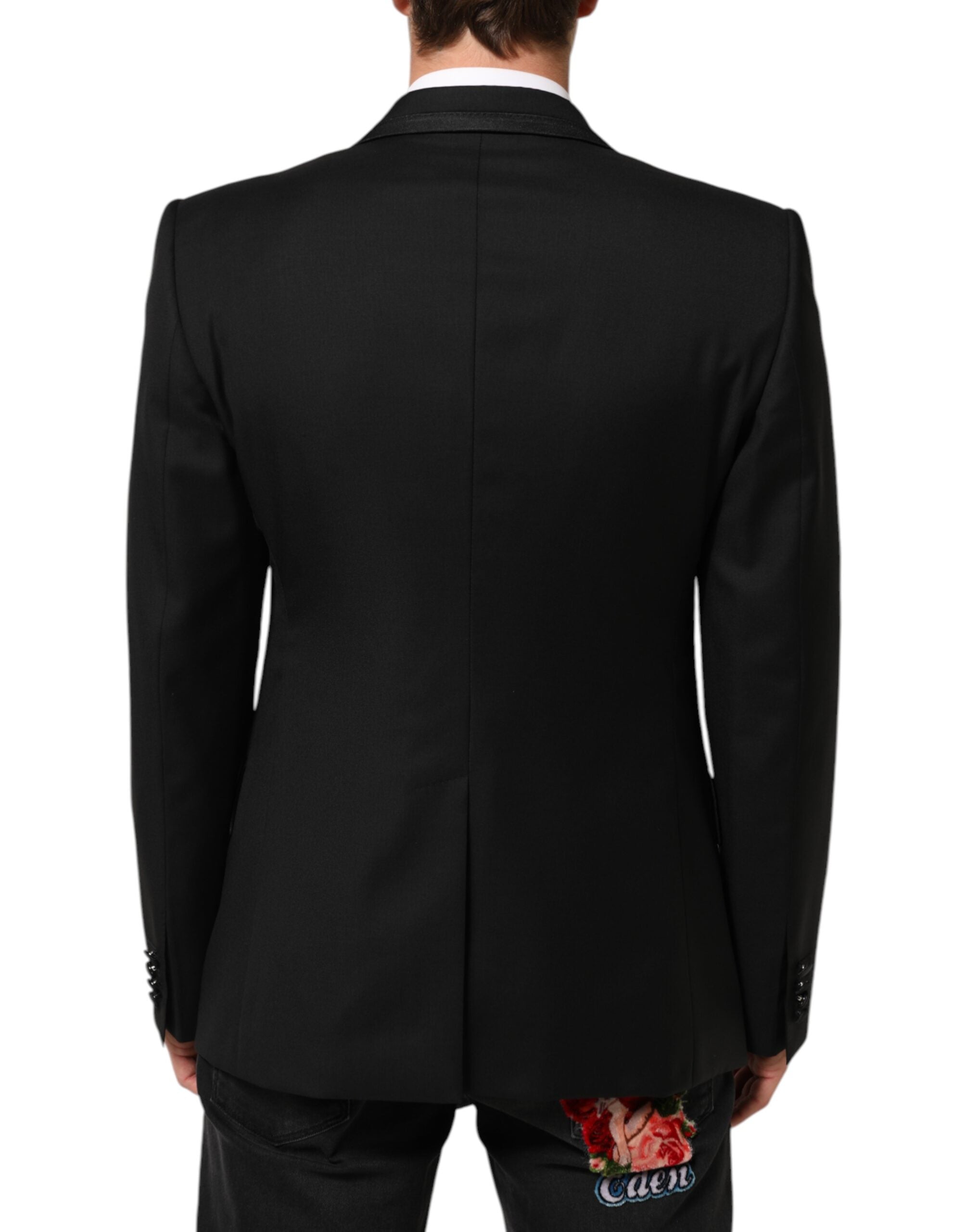 Veste blazer noire en laine Dolce & Gabbana pour homme avec un bouton, style élégant et classique.