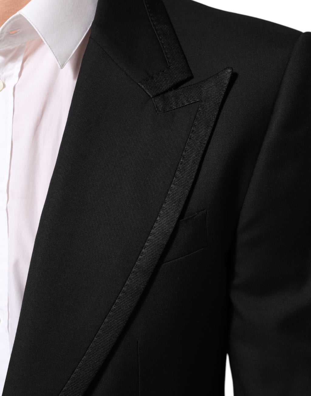 Veste blazer noire en laine Dolce & Gabbana pour homme avec un bouton, élégante et ajustée.