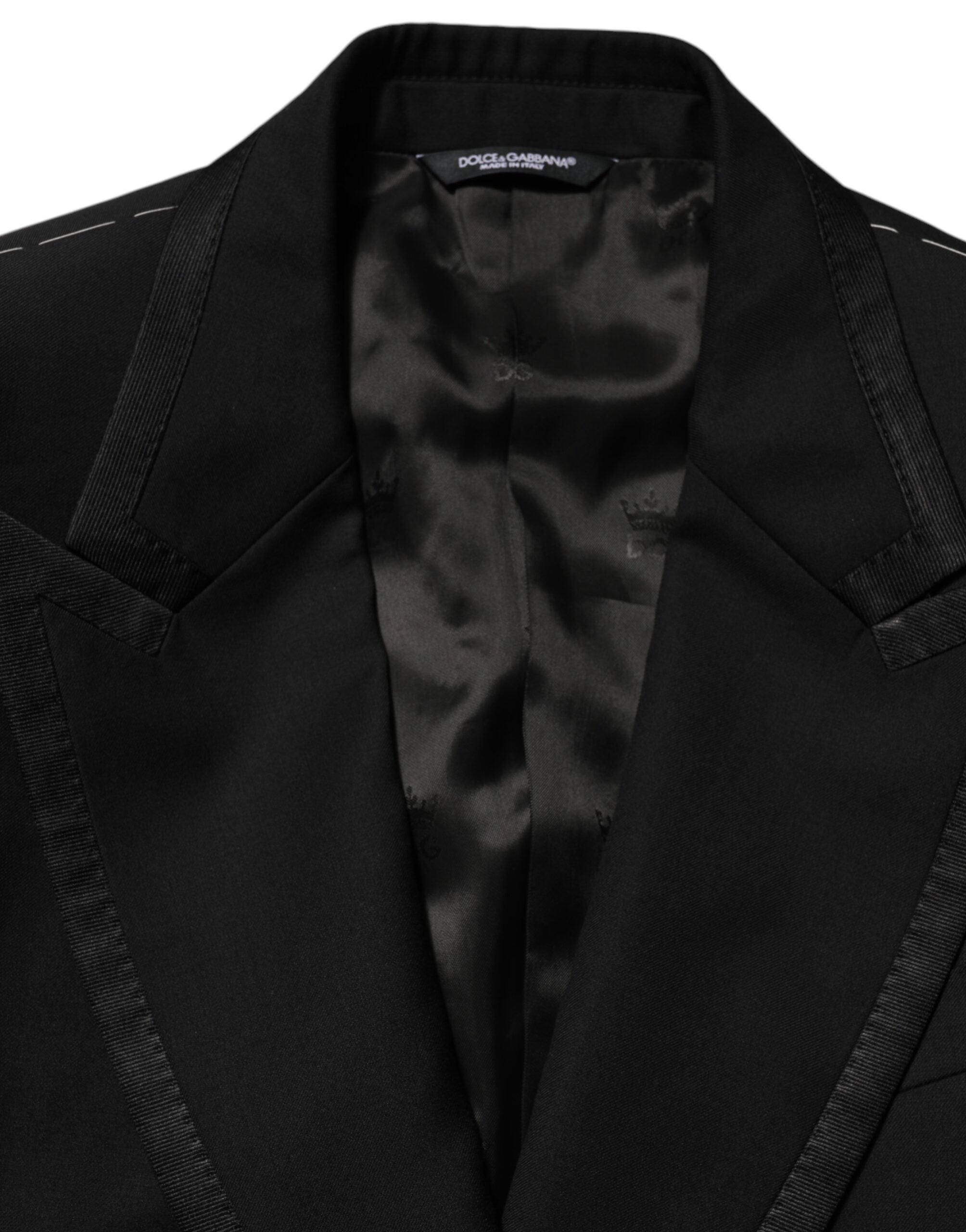 Veste blazer noire en laine Dolce & Gabbana pour homme, avec un bouton, style élégant et classique.