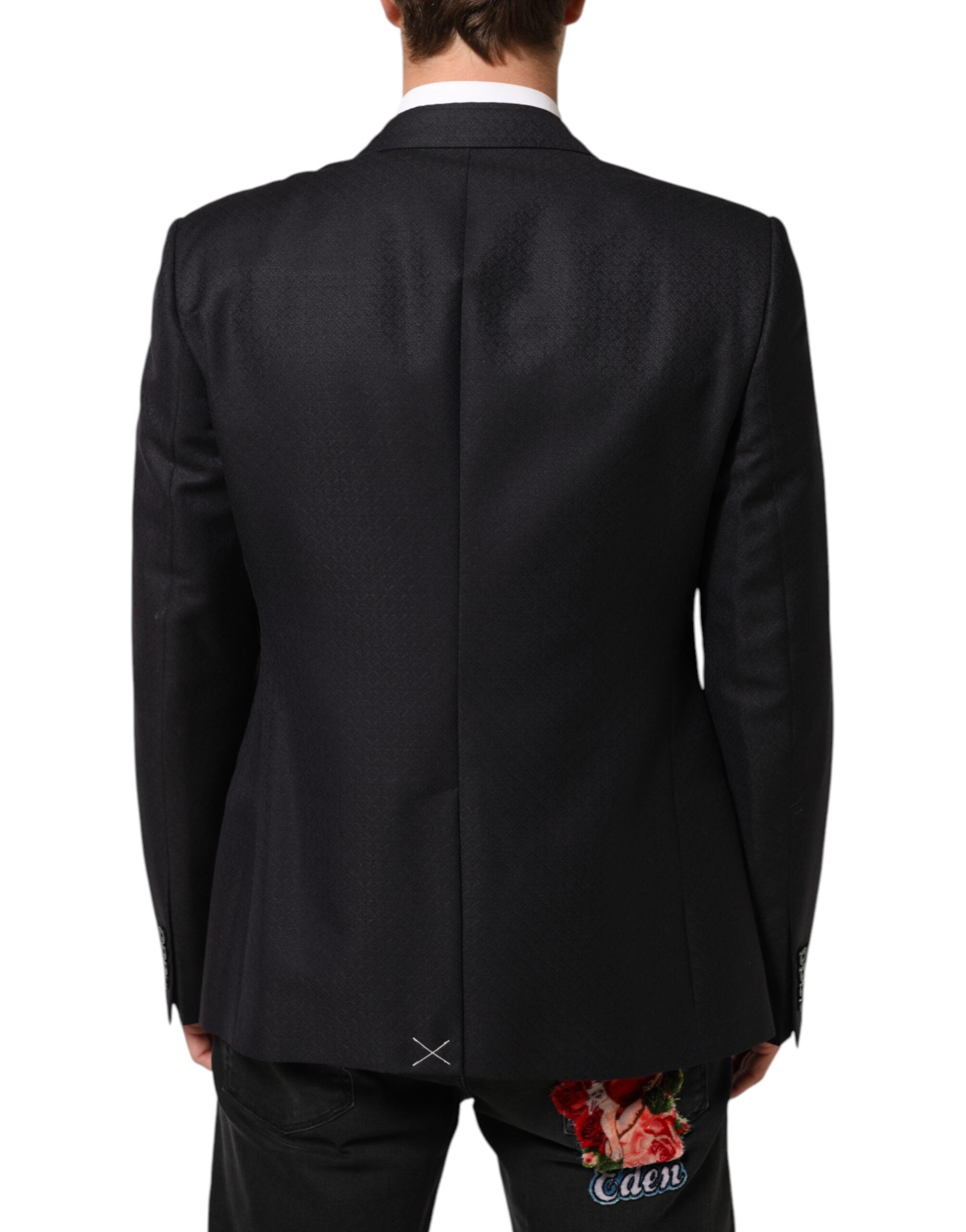 Veste blazer noire en laine Dolce & Gabbana pour homme avec deux boutons, élégant et classique.