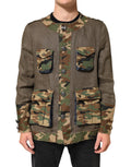 Veste en lin à boutons de camouflage marron de Dolce & Gabbana, style décontracté et tendance.