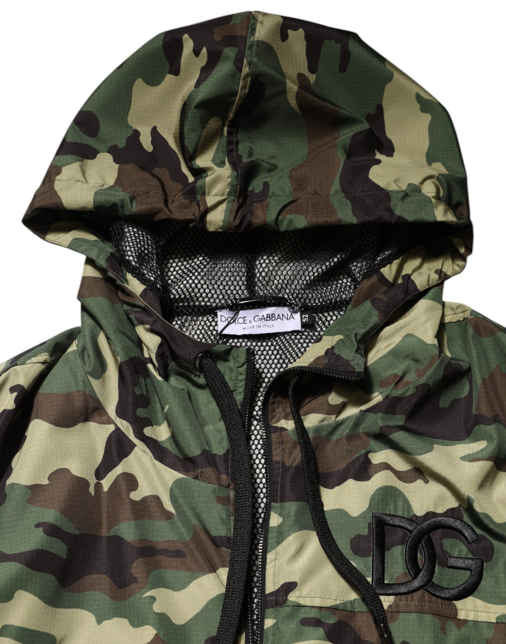 Sweat-shirt à capuche camouflage vert Dolce & Gabbana, veste décontractée avec logo de la marque, tissu en coton.