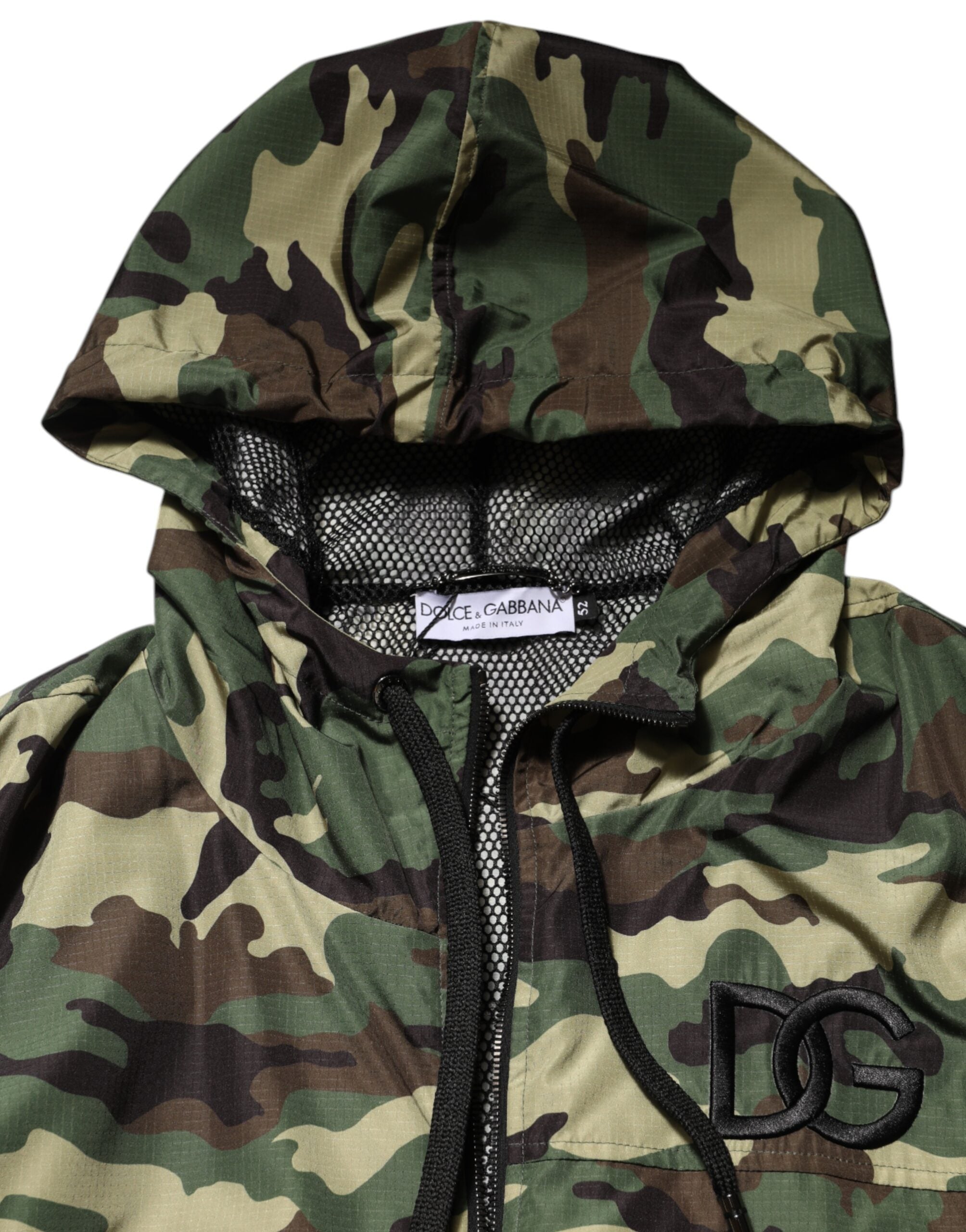 Sweat-shirt à capuche camouflage vert Dolce & Gabbana, veste décontractée avec logo de la marque, tissu en coton.